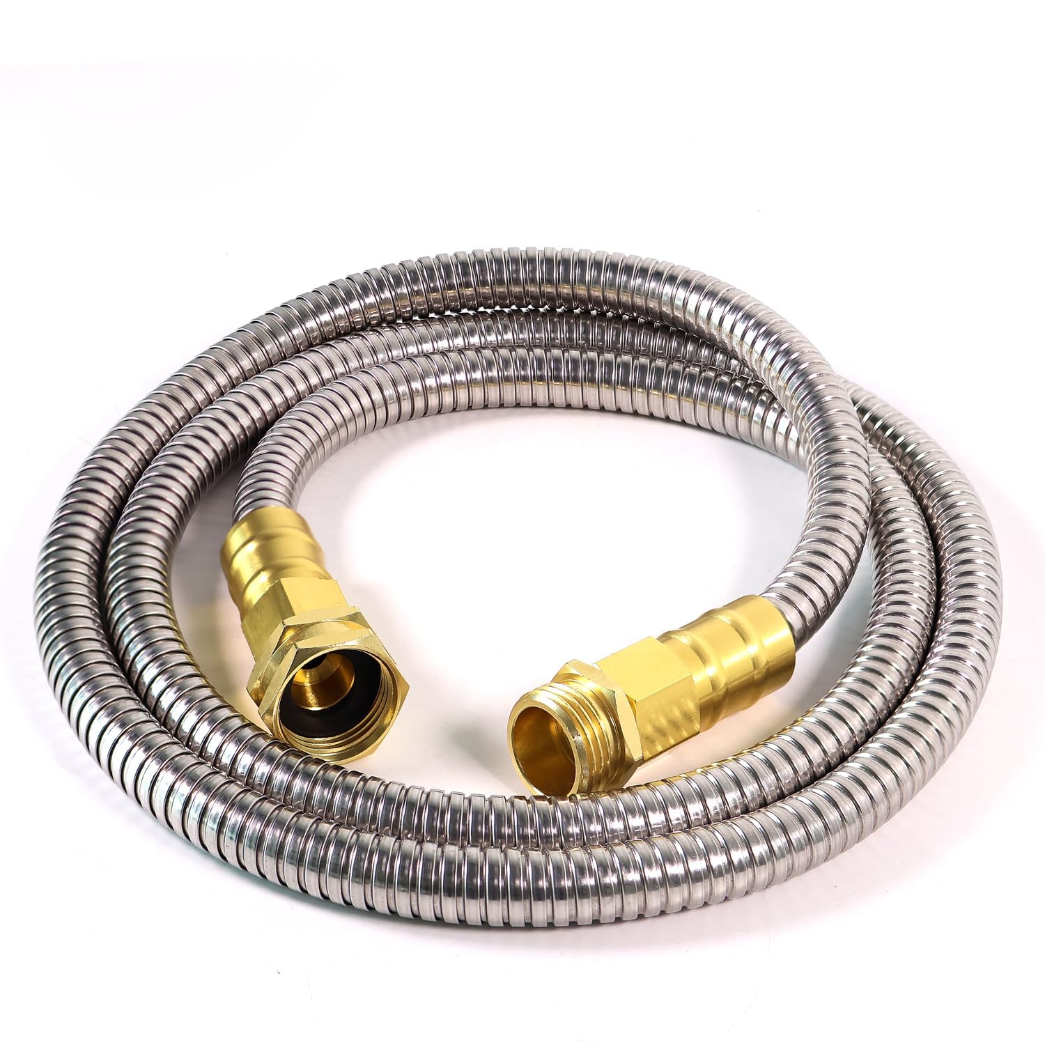 Holldoor Short Metal Garden Hose 6 ft – 304 Stainless Steel Water Hose Leader, Flexible Hose Extension, Small Lightweight Hose Extender,No Kink Outdoor Hose (6 ft) — image 1