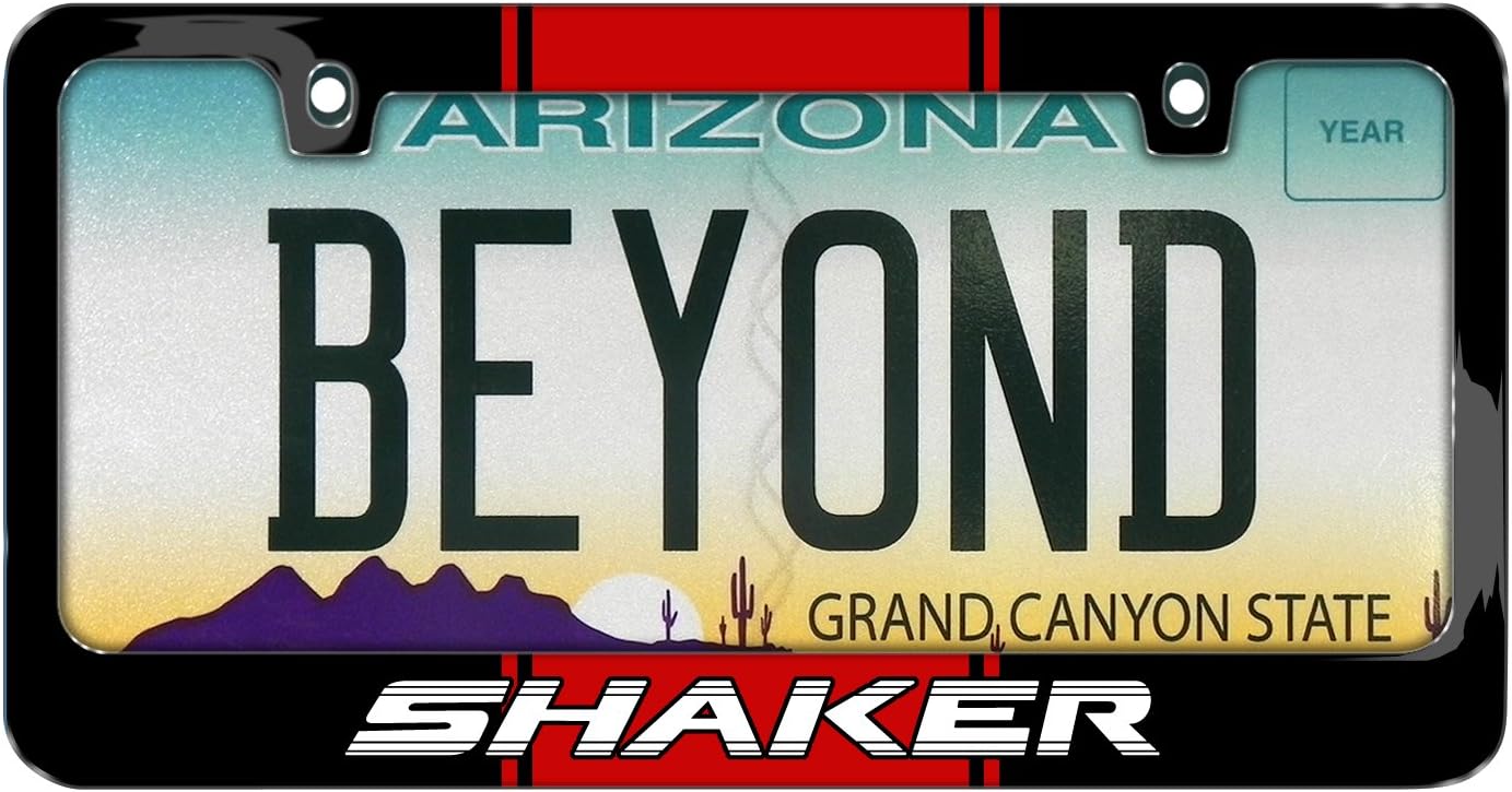 iPick Image Made for Dodge Shaker Challenger Racing Stripe Black Metal License Plate Frame