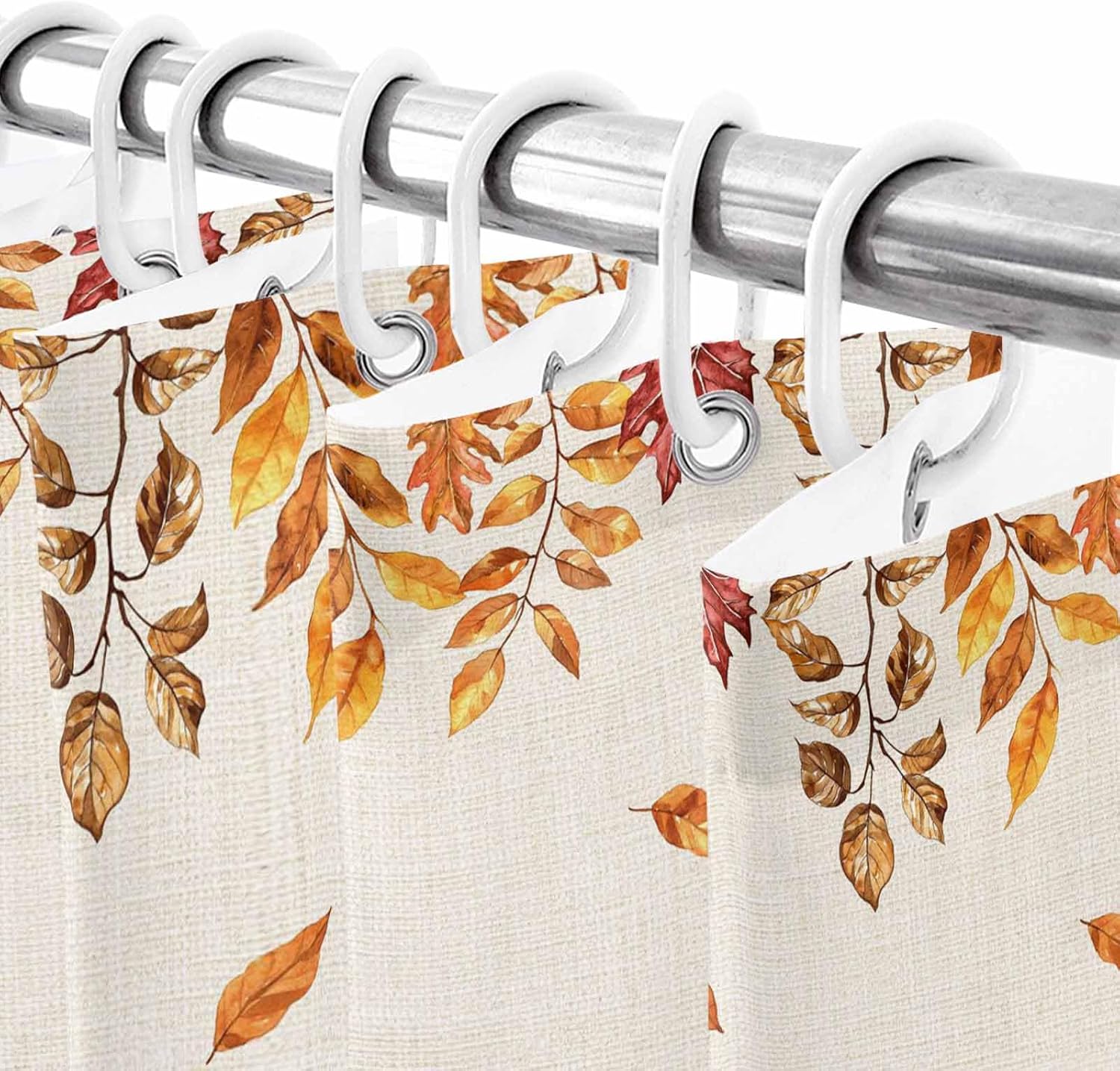 Shower Curtain Bathroom Set Thanksgiving Pumpkin Fall Orange Maple Leaf Watercolor Waterproof Shower Curtains with Grommets Hooks Vintage Linen Privacy Bath Curtain for Bathtub Decor 60x72in