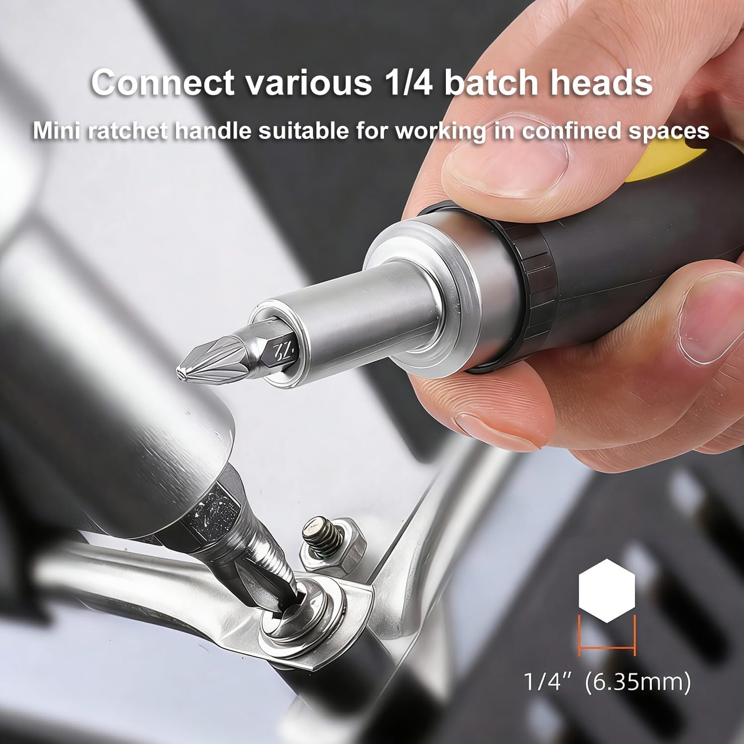 10Pcs 1/4 Ratchet Screwdriver Set with Magnetic Tip, Compact Ratchet Tool Kit for Electronics, Toys, Home Appliances, and Bicycle Repairs