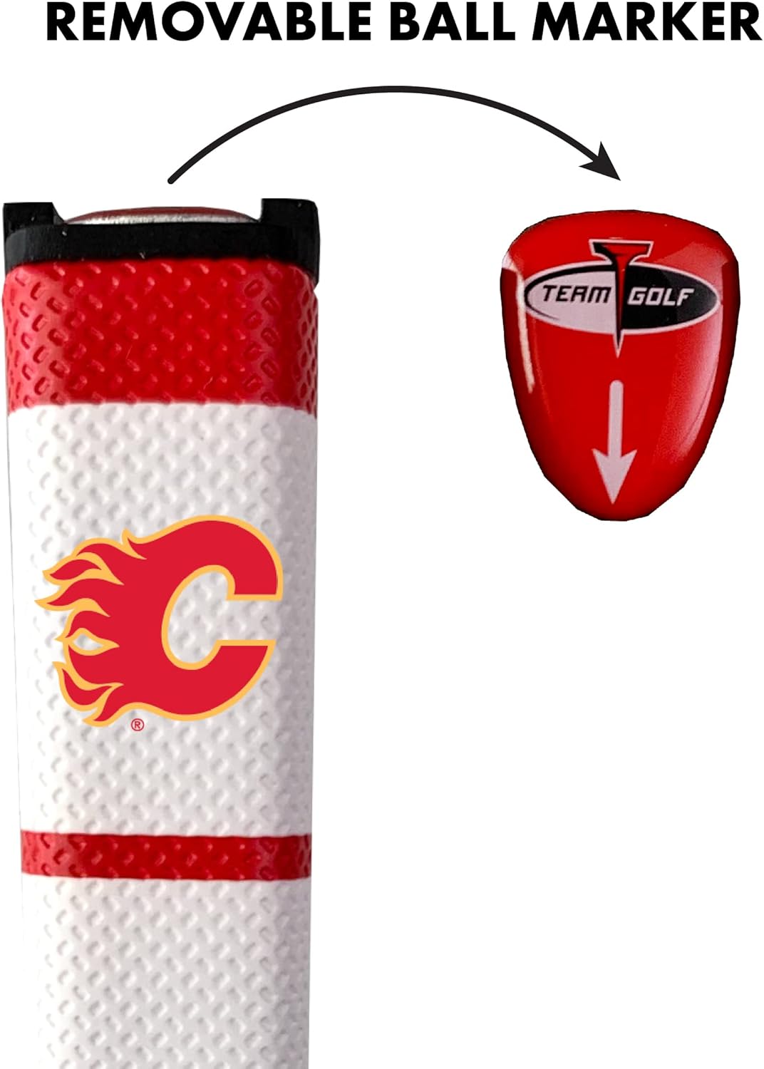 Team Golf NHL Calgary Flames Golf Putter Grip Team Golf NHL Golf Putter Grip (Multi Colored) with Removable Ball Marker, Durable Wide Grip & Easy to Control