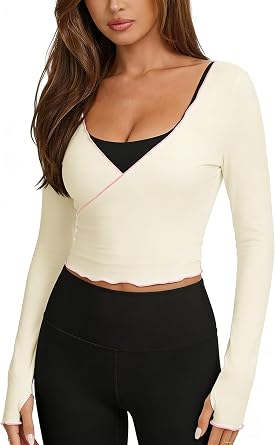 LURANEE Womens Ballet Wrap Top Tie Front Long Sleeve Bolero Shrugs Crop Cardigan Yoga Cover up Tops Pilates Outfits