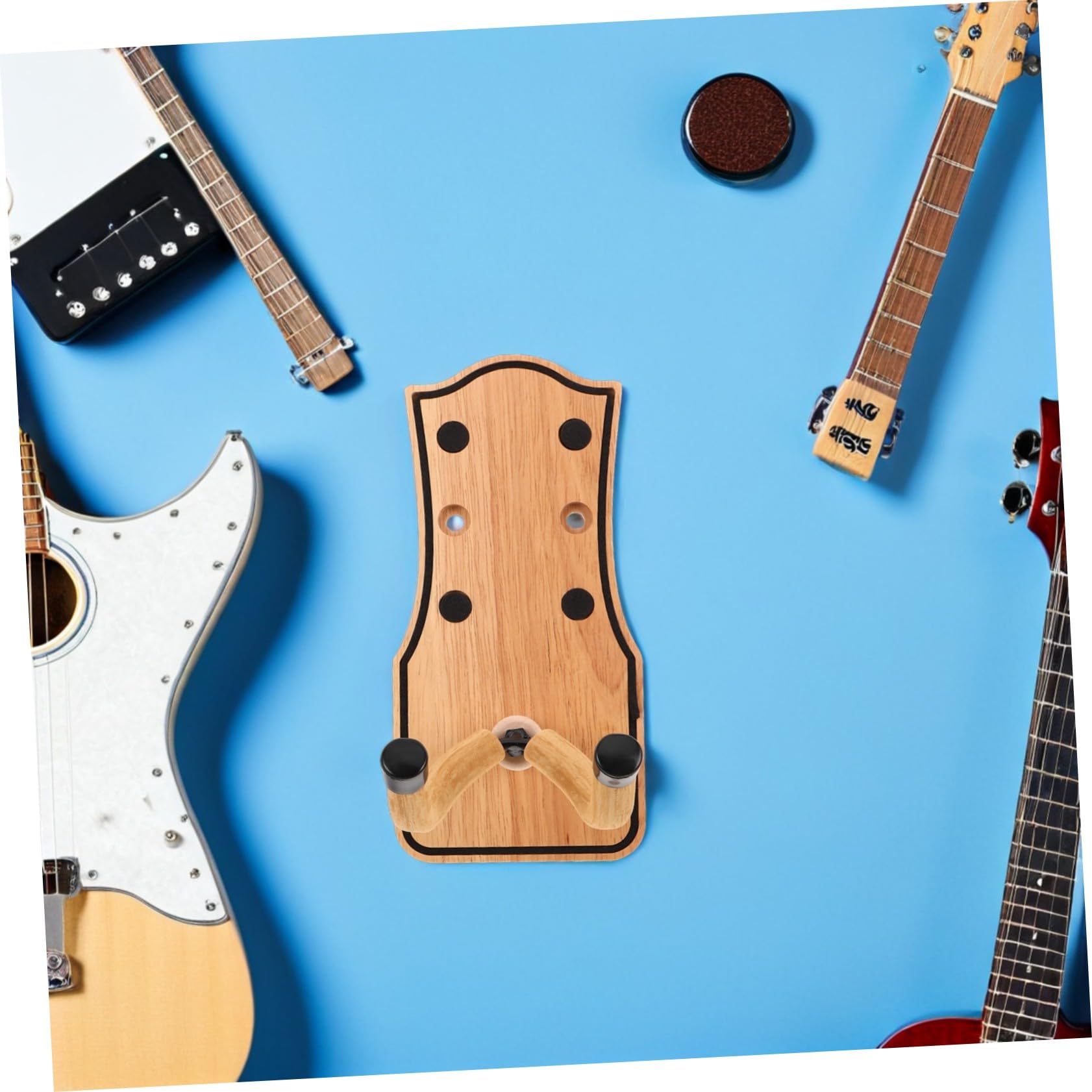 Abaodam Supporto da Parete per Chitarra in Legno Stabile Gancio per Chitarre Acustiche Elettriche Basso e Ukulele Facile da Installare per Casa Studio e Festival