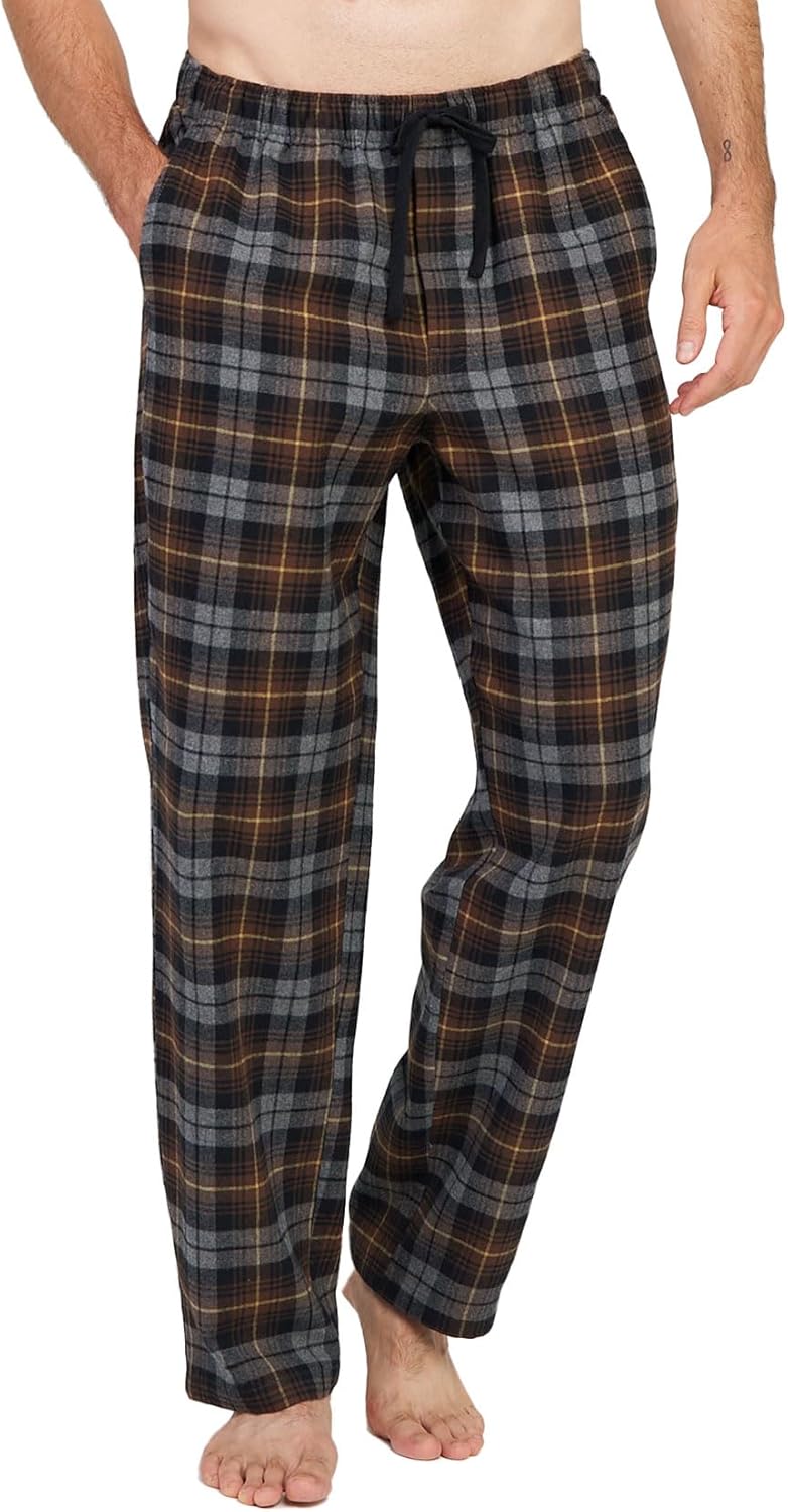 LAPASA Men’s Pajama Pants Cotton Flannel Plaid Lounge Fleece Warm Sleepwear Pants PJ Bottoms Drawstring and Pockets M39/M128