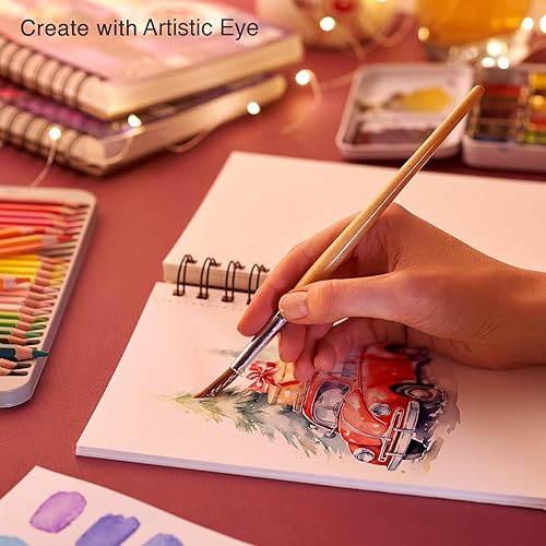 Miniatura 5 de ARTISTIC EYE Bloc de acuarela prémium de 5.5 x 8.5 pulgadas, paquete de 3 (90 hojas), encuadernado en espiral, 140 libras (300 gsm), papel sin