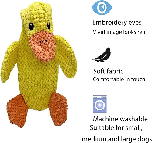 Miniatura 4 de Paquete de 3 juguetes para perros sin relleno, juguetes chirriantes para perros grandes, juguetes de peluche para masticadores agresivos, razas