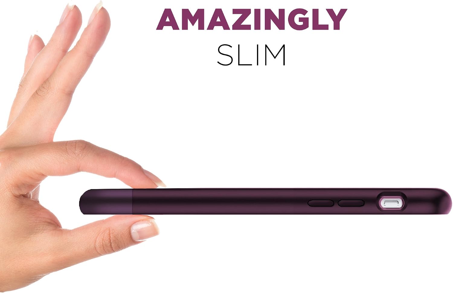 Encased Ultra Thin Slider Shell Case for iPhone 6/6s Purple with Screen Protection (Slim-fit design) (Merlot Purple)