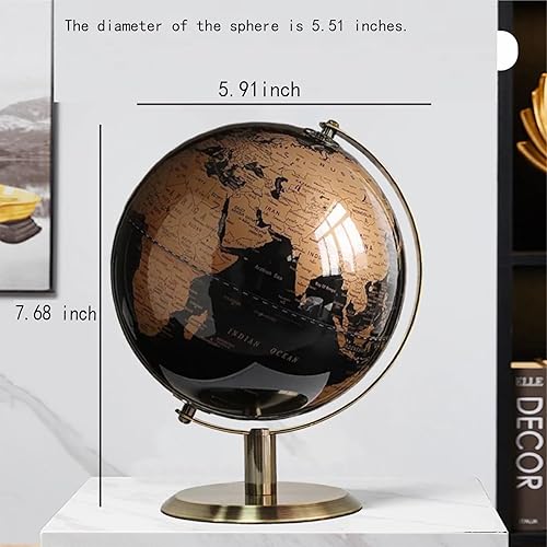 Miniatura 2 de Globo del mundo pequeño de 5.5 pulgadas con soporte giratorio de acero inoxidable para adultos, elegante decoración y regalos para escritorio de