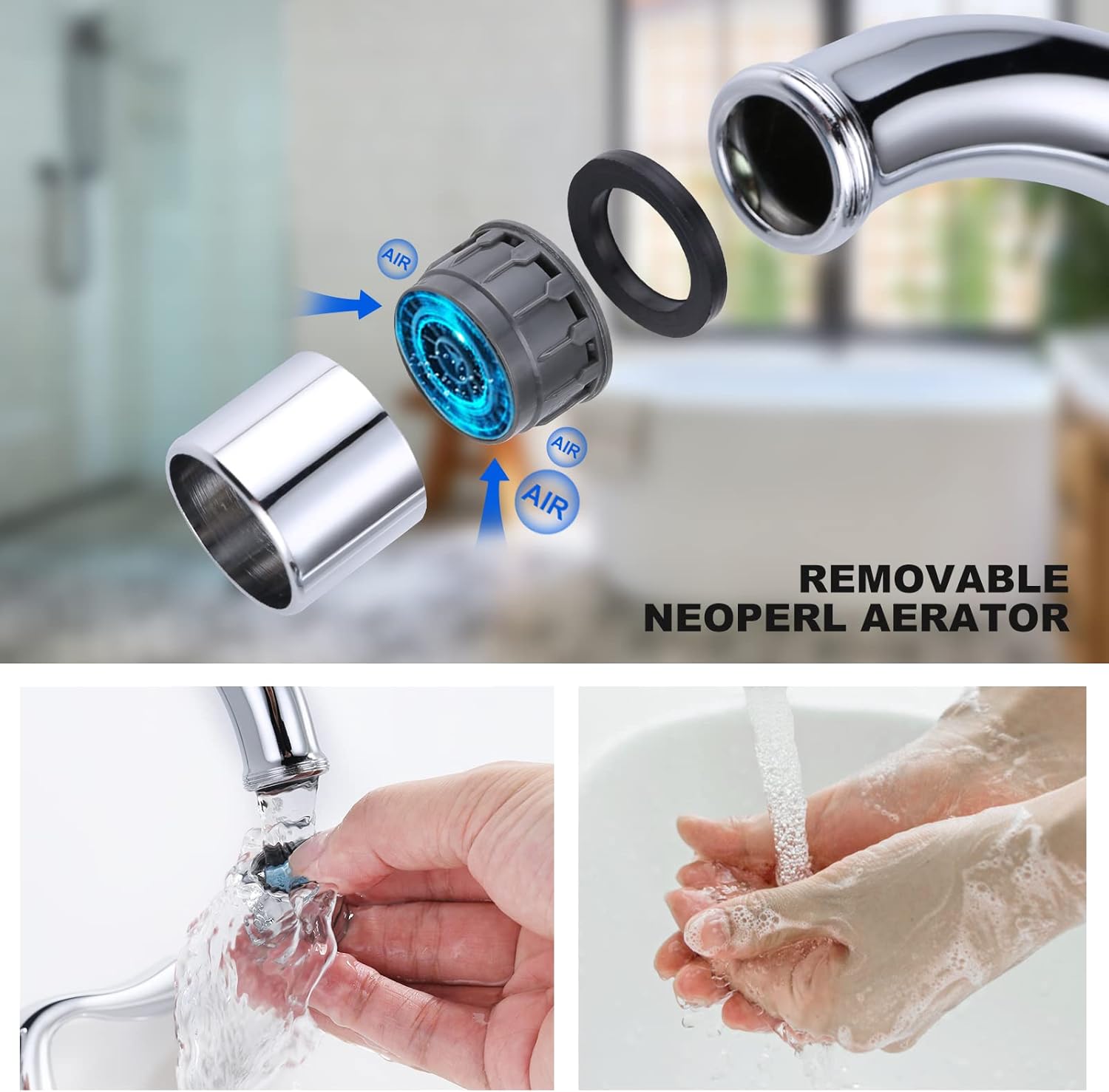 ARCORA Chrome Bathroom Sink Drain with Lift Rod and 4 Inch Centerset Bathroom Faucet