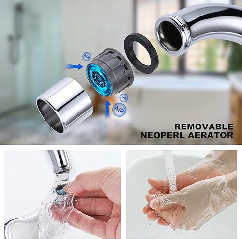 Miniatura 4 de ARCORA Grifo de baño cromado de 2 asas, grifo de baño central de 4 pulgadas con ensamblaje de drenaje y mangueras de suministro, grifo de baño de 3