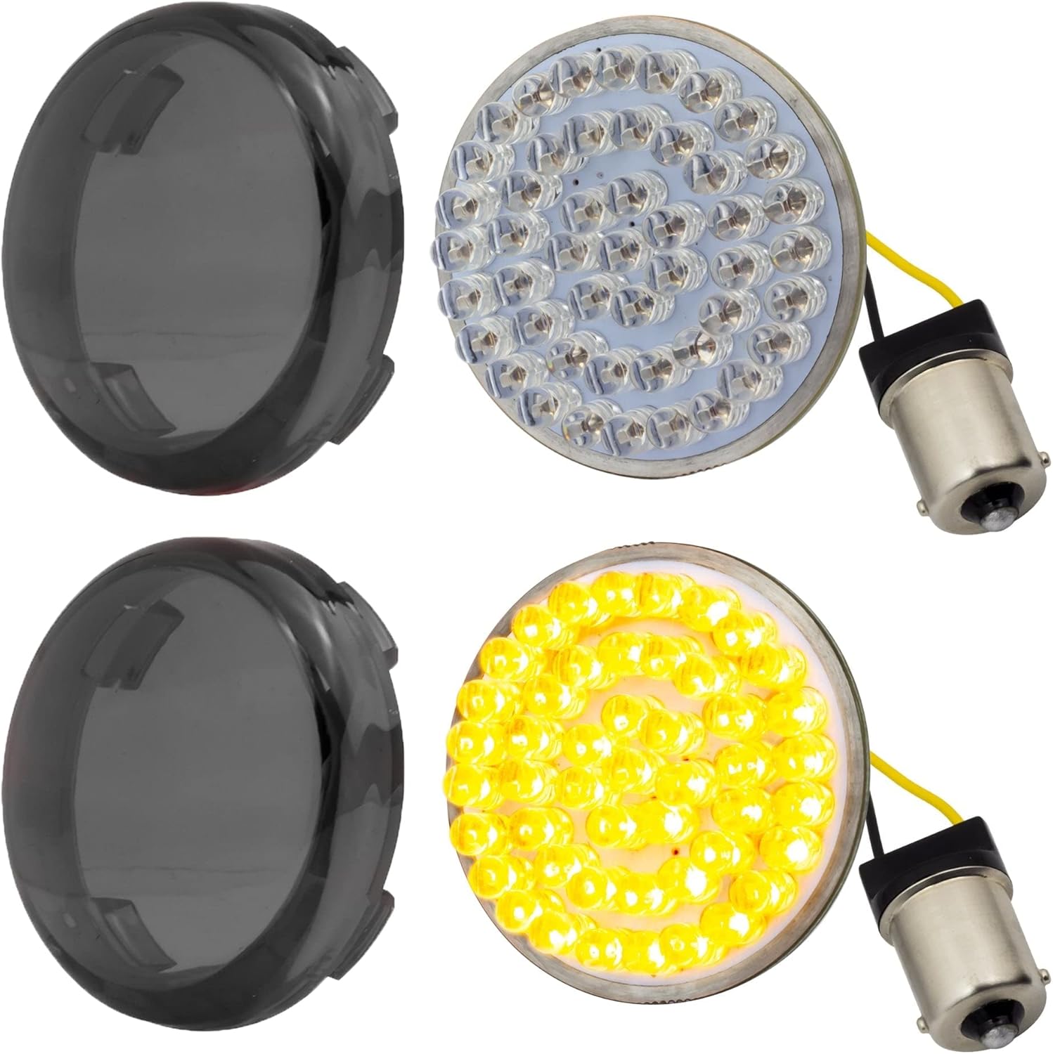 Eagle Lights 8748TS-1156A-S 2" Rear LED Turn Signals Compatible With Harley Davidson® Motorcycles - Generation I / 1156 Base/Amber/Add Smoked Lenses