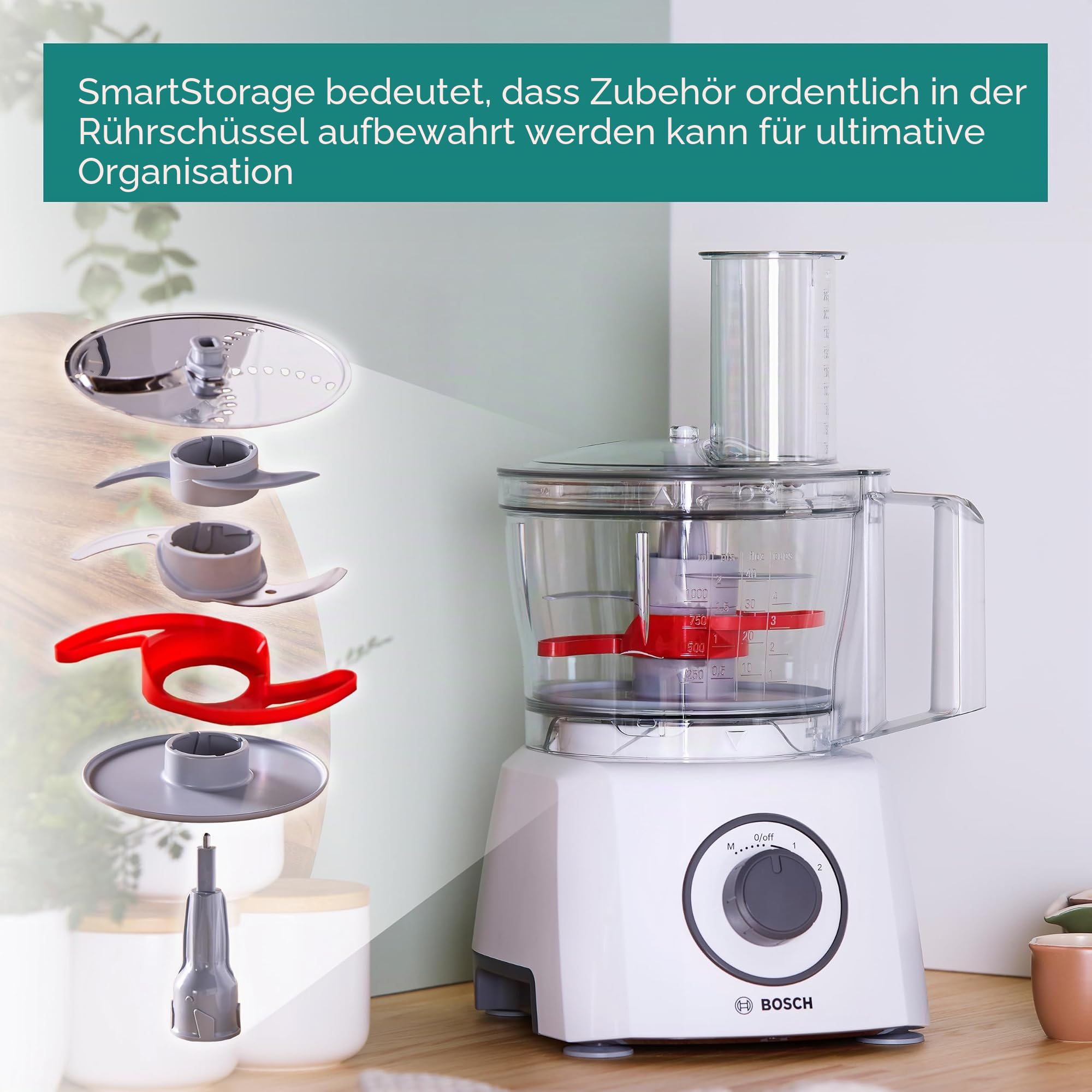 Bosch MCM3100WGB Kompakt-Küchenmaschine MultiTalent 3, 700 W, weiß