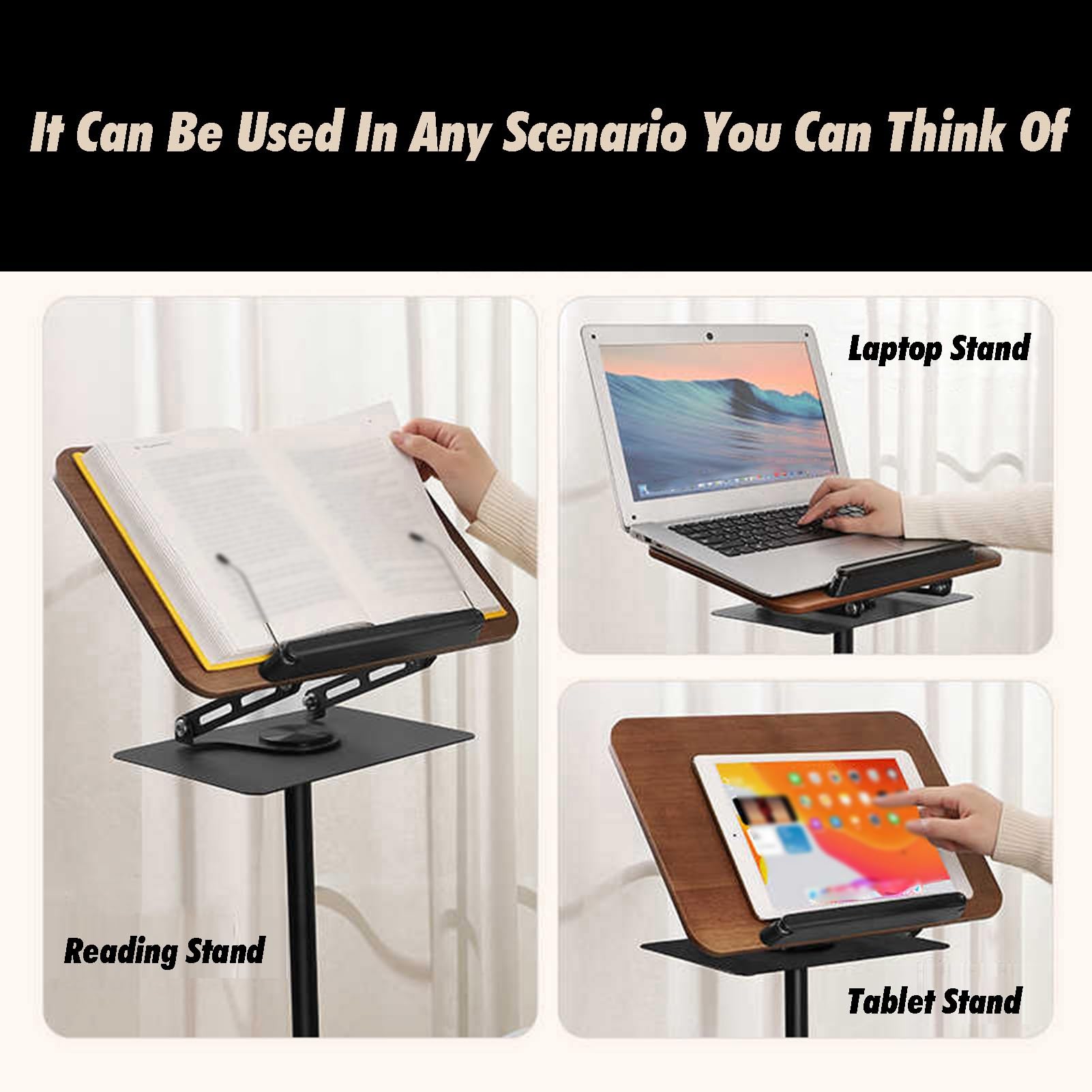 Leggio 2 in 1 regolabile in altezza con supporto per spartiti, pavimento e scrivania, per libri di cucina, spartiti musicali
