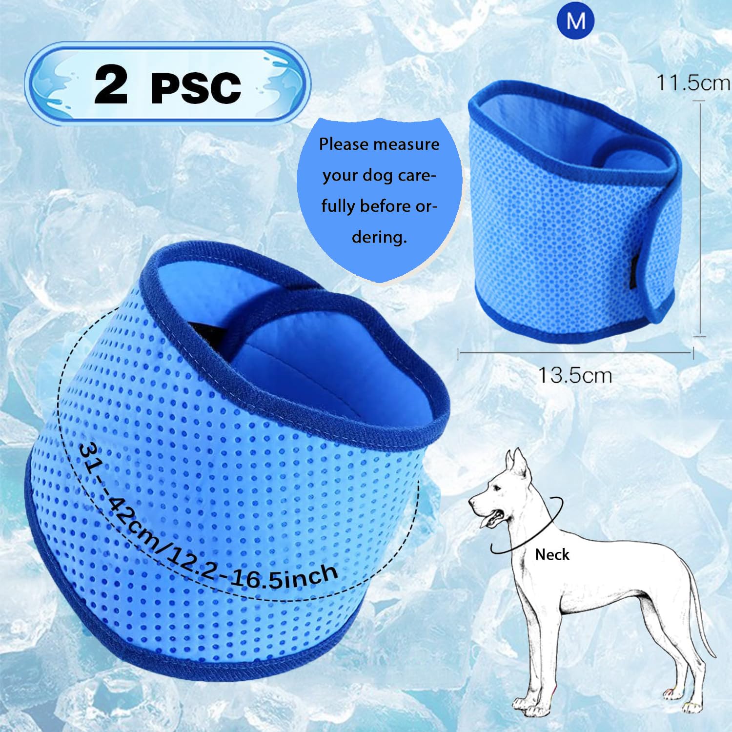 Norhogo 2 Pack Dog Cooling Collar, Breathable Instant Cooling Scarf, Ajustable Summer Pet Neck Collar, Dog Cat Ice Collar - Image 2