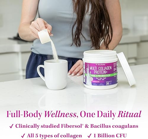 Miniatura 3 de Vitauthority Proteína de colágeno múltiple + prebióticos y probióticos sin sabor 21.59 oz (20 SRV)