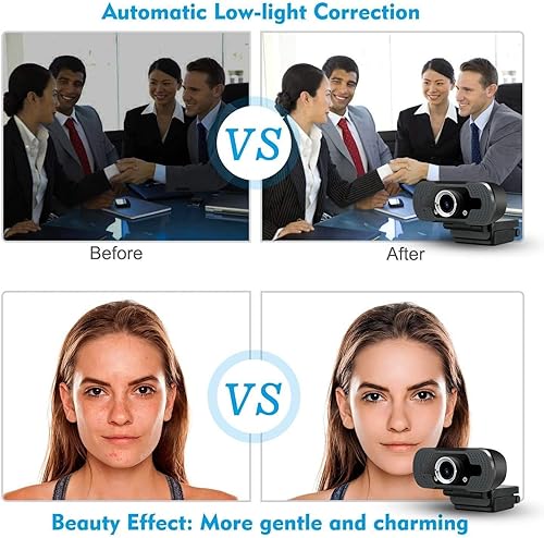 Miniatura 2 de Cámara web con micrófono con cubierta de privacidad, cámara web Full HD 1080P con amplia visión para transmisión en vivo, PC portátil de escritorio,