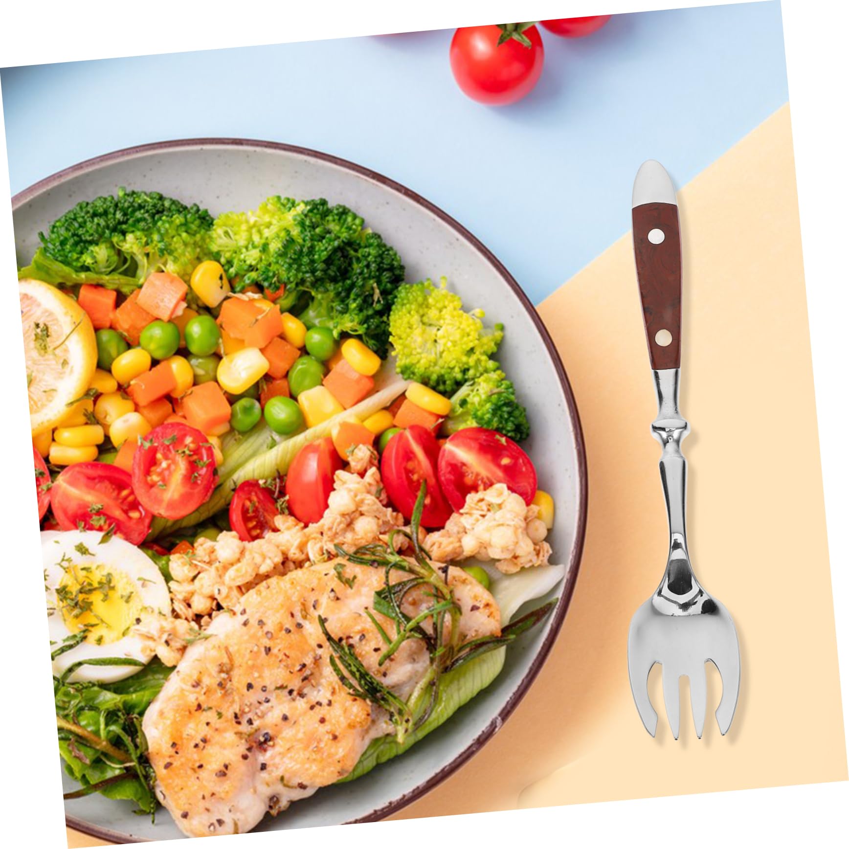 SOLUSTRE 5stücke Multifunktionale Dessert Und Salatgabel Mit Ergonomischem Holzgriff Edelstahlbesteck Für Familienfeiern Buffets Und Besondere Anlässe Für Zubereitung Und Genuss Von