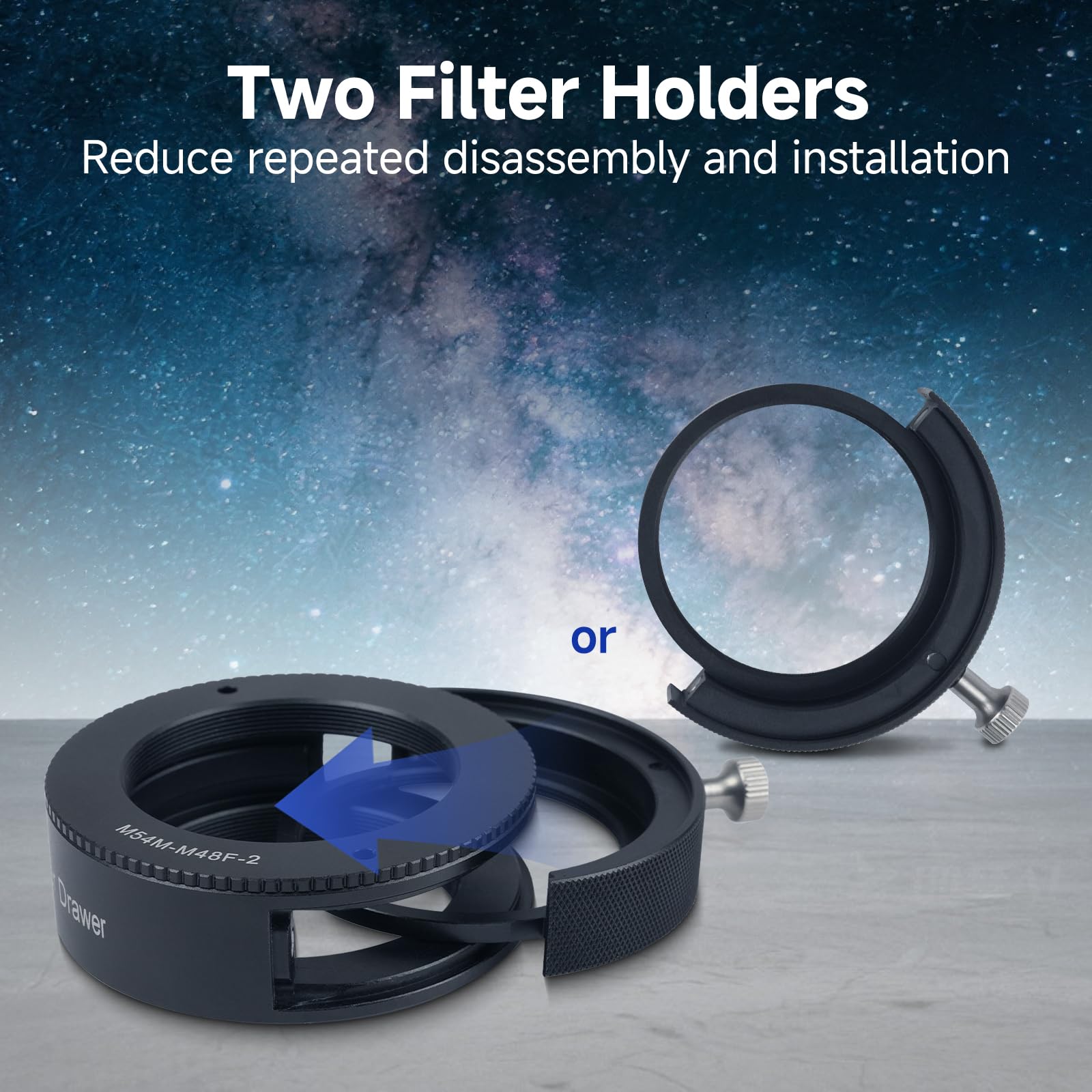 SVBONY SV226 M54 Cassetto filtro telescopico, cassetto filtro fotografico con adattatore M54-M48, ampia compatibilità, doppio supporto magnetico per filtri da 5,1 cm, funzionamento fluido per