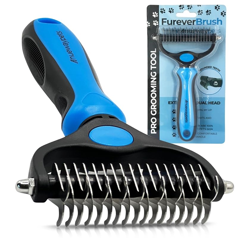 Escova para Cães FureverBrush® NuewayPets para Subpelo, Desembaraçar e Remover Pelos Soltos, Azul