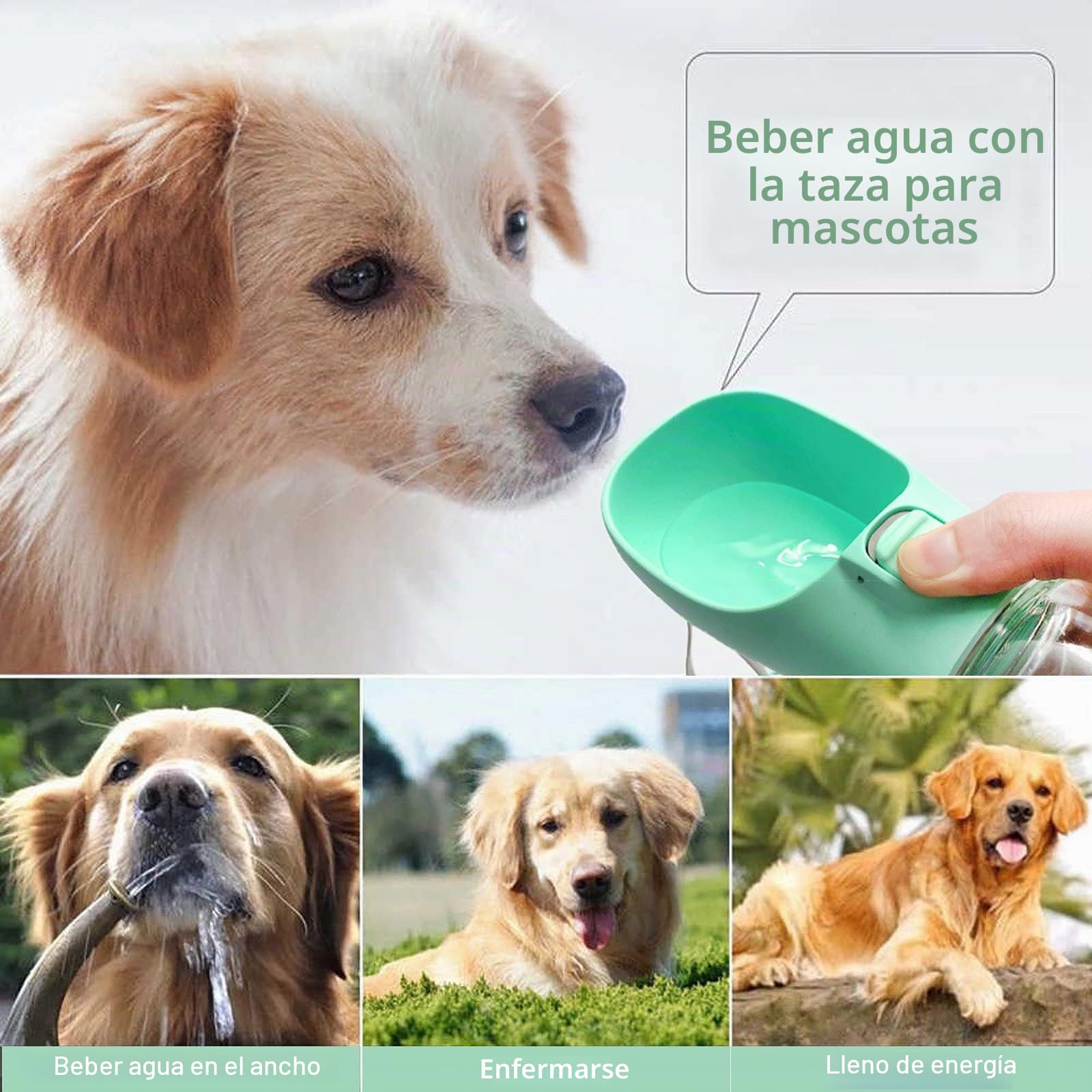 Frasheng Botella para Perros,550ml dispensador de Agua Antibacteriano,Bebedero Perro Portatil,a Prueba de Fugas,Libre de BPA,Dispensador de Agua Antibacteriano para Mascotas para Viajes al Aire Libre