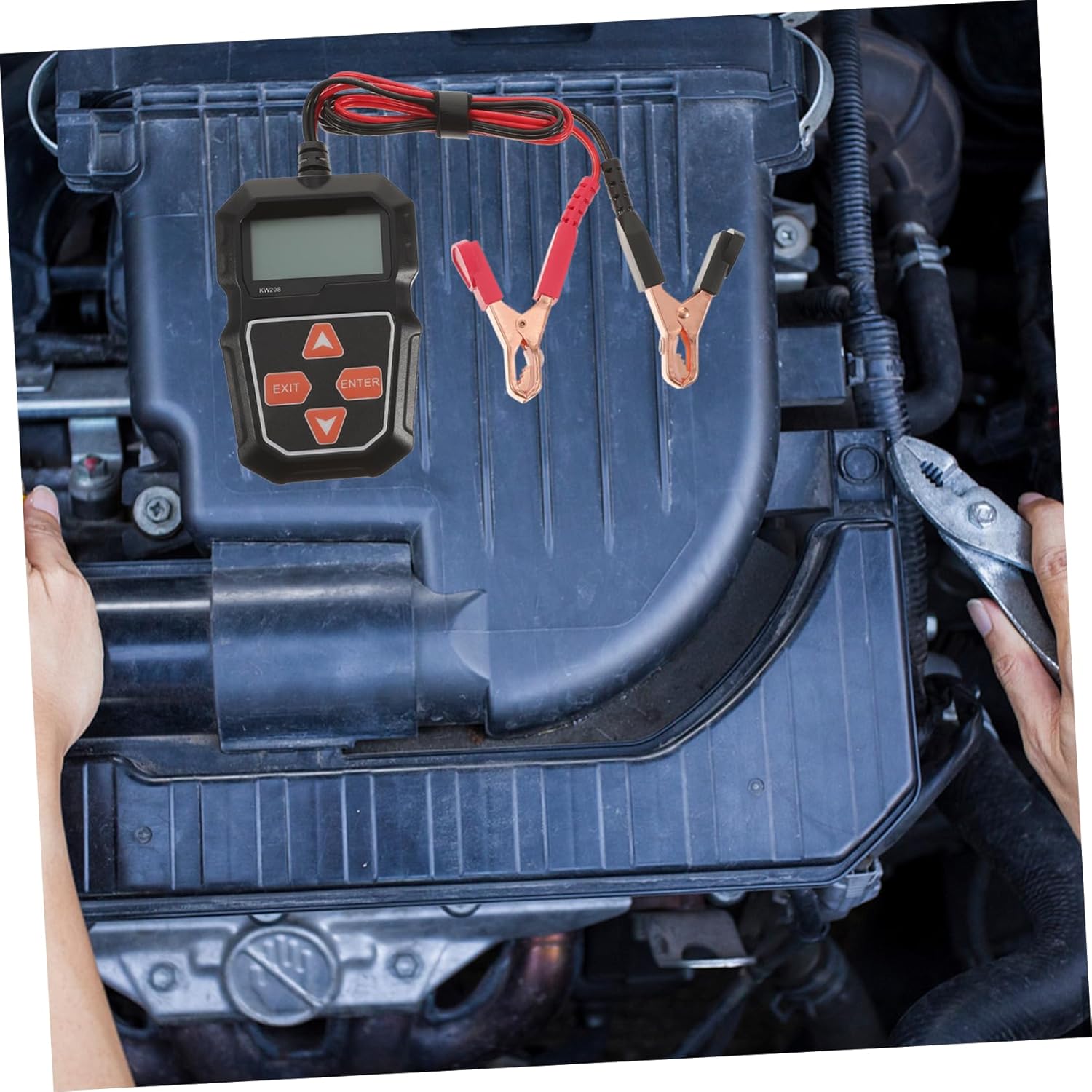 Automotive Battery Tester Tool Compact Car Battery Measurement Device with LCD Display Efficient Vehicle Health Check for Gasoline Hybrid and Emergency