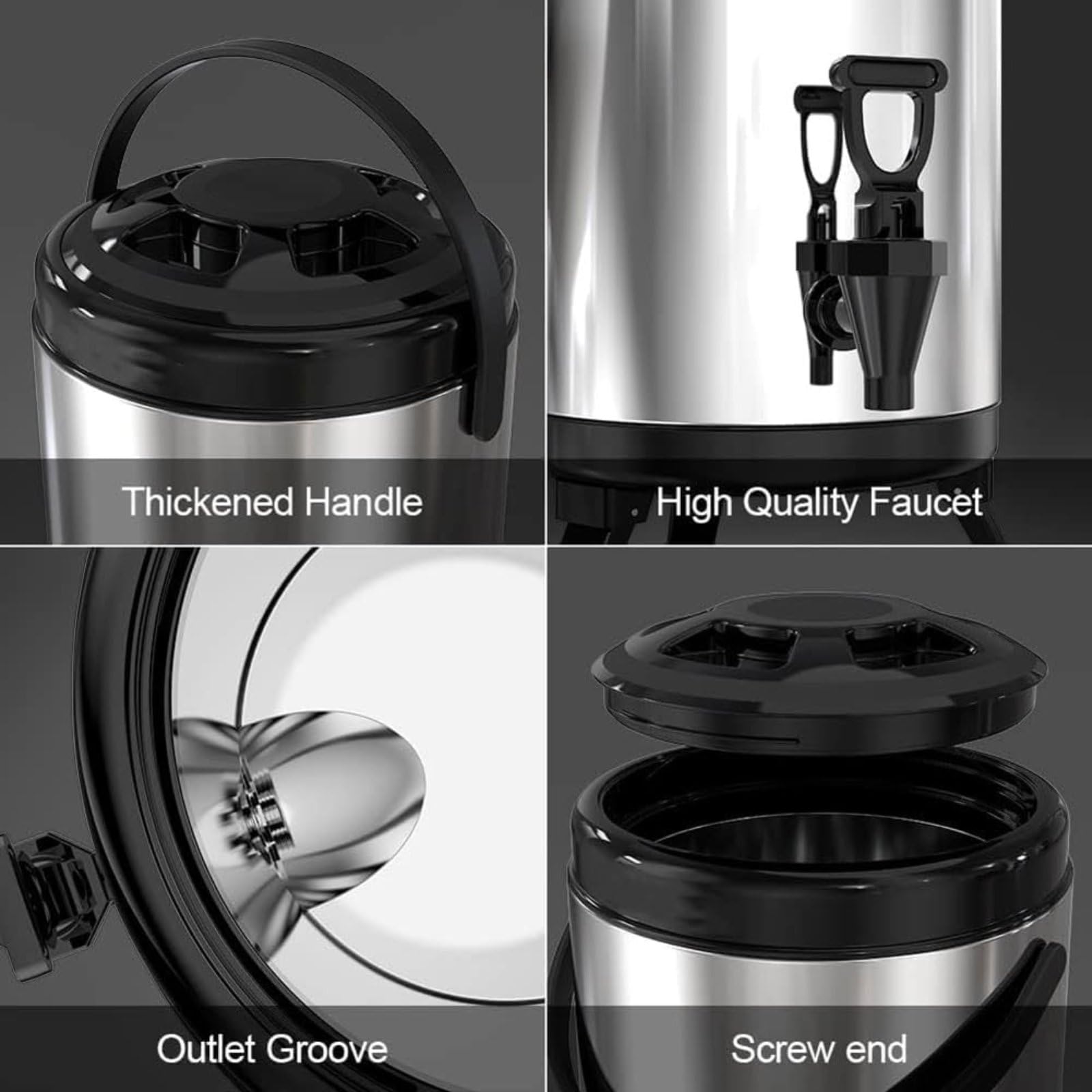 Distributore termico per bevande calde e fredde, in acciaio inox, con beccuccio, per bevande fredde, per tè, per grandi folle, distributore di caffè, 10