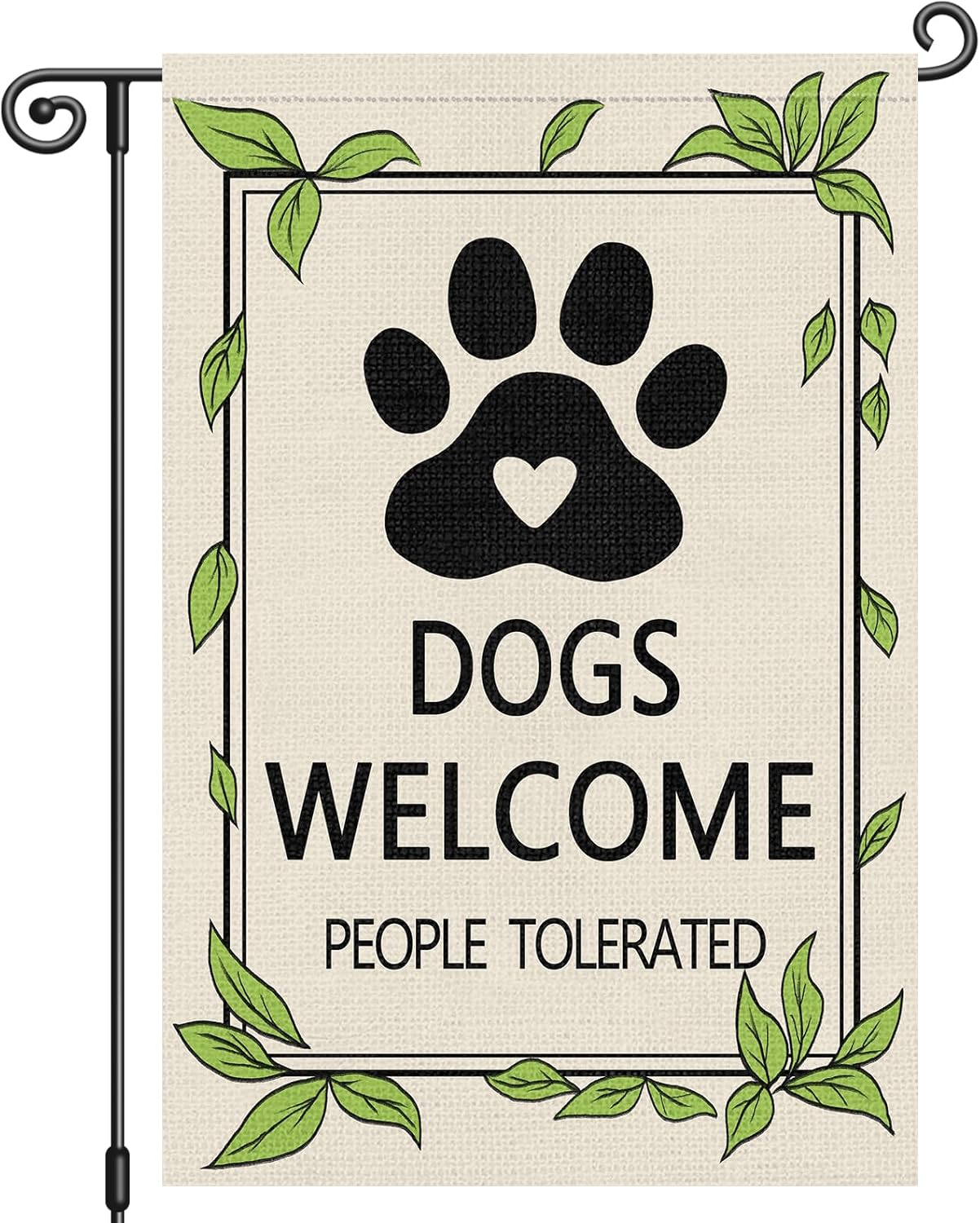 Louise Maelys Welcome Dogs Garden Flag Pet Friendly People Tolerated 12x18 Inch Double Sided Small Burlap Holiday Yard Outdoor Sign Outside Home House Spring Decoration