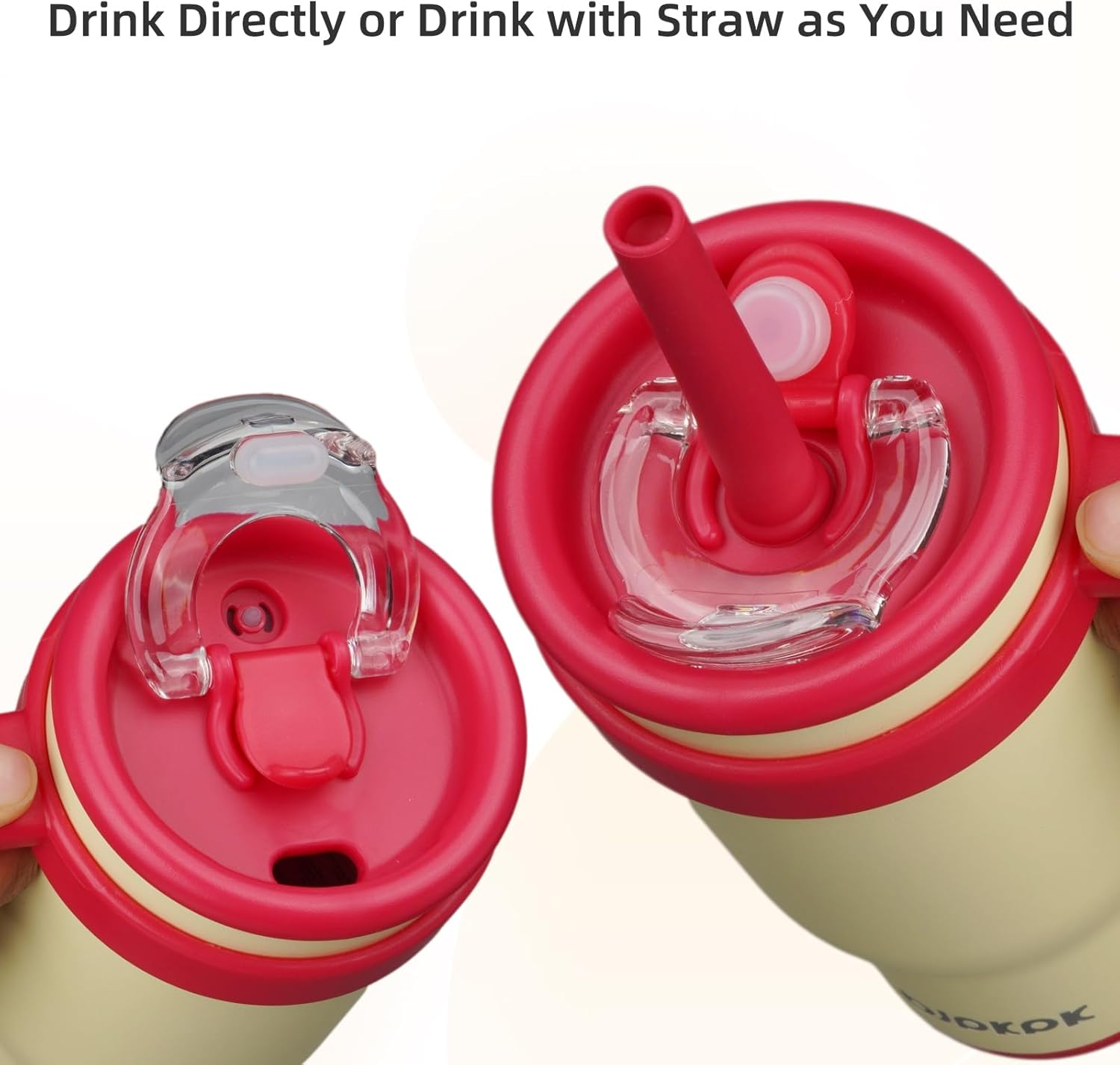 BJPKPK 18 OZ Insulated Travel Tumbler with Handle and Straw, Stainless Steel Water Bottle, Double Wall Vacuum Insulated Mug, for Work, Car, Travel, Cream - Image 4