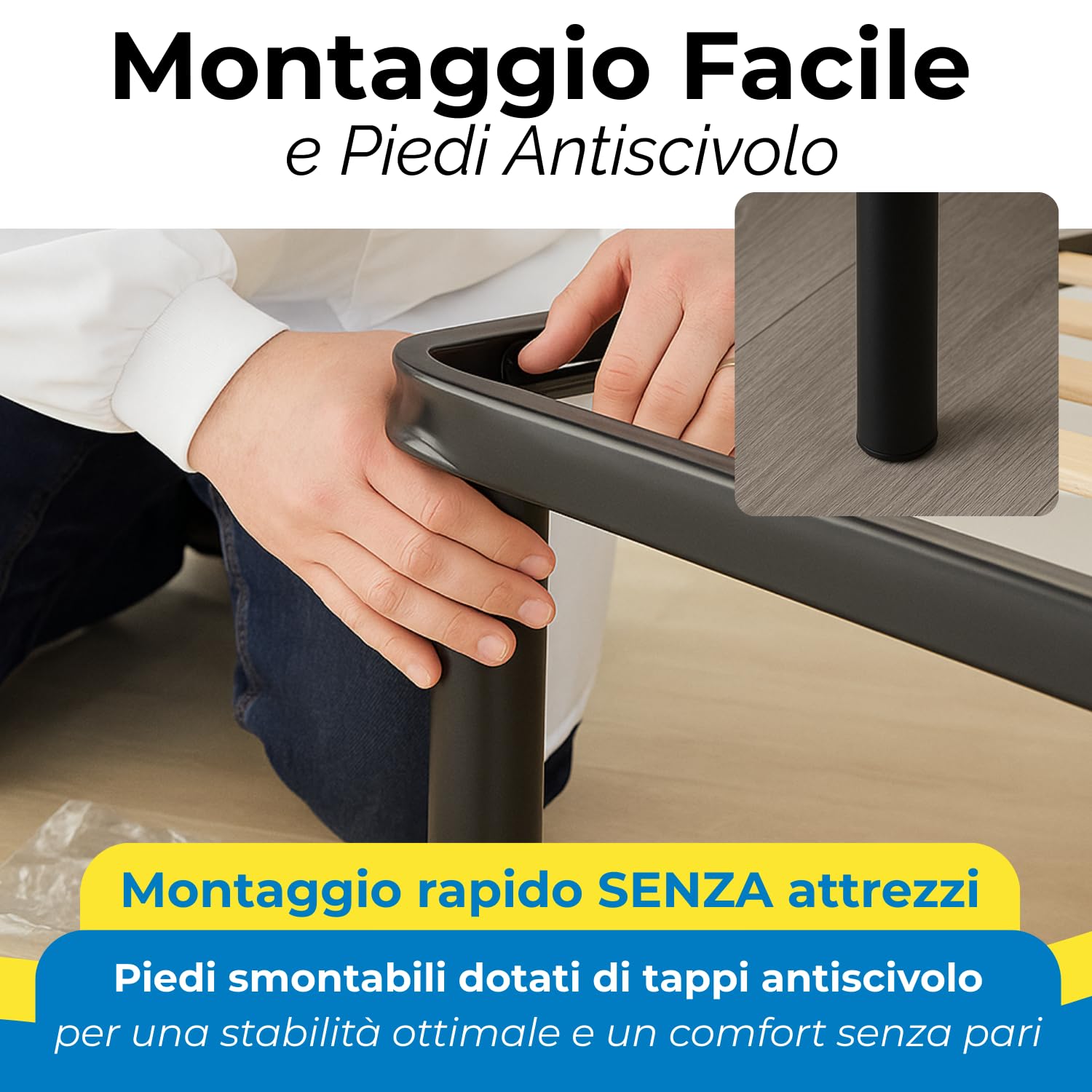 UNICA D.L. 170x200 - Rete matrimoniale con doghe in legno larghe, silenziosa e stabile, ideale per chi cerca comfort e praticità nel tempo