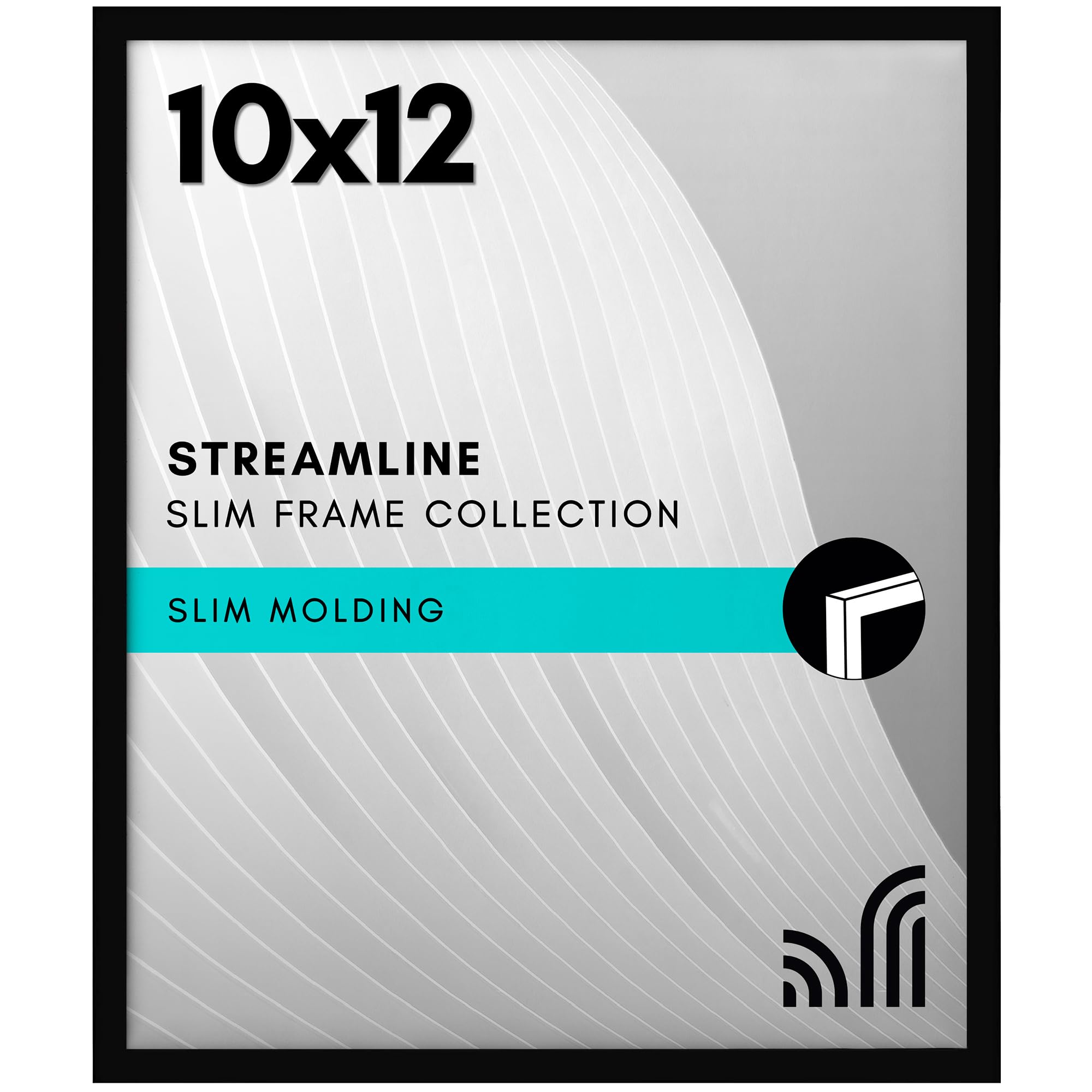 Americanflat 10x12 Picture Frame with Shatter-Resistant Glass - Streamline Collection - Thin Border Picture Frame for Tabletop and Wall Display - Hanging Hardware and Easel Stand Included - Black