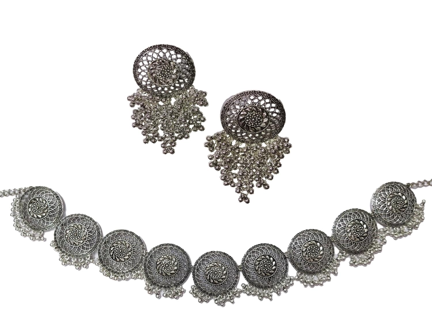 WomenSky Combo of Silver Oxidised Earrings & Oxidized Silver Kamarband for Girls & Women (B0CT5T8H22) Amazon Price History, Amazon Price Tracker