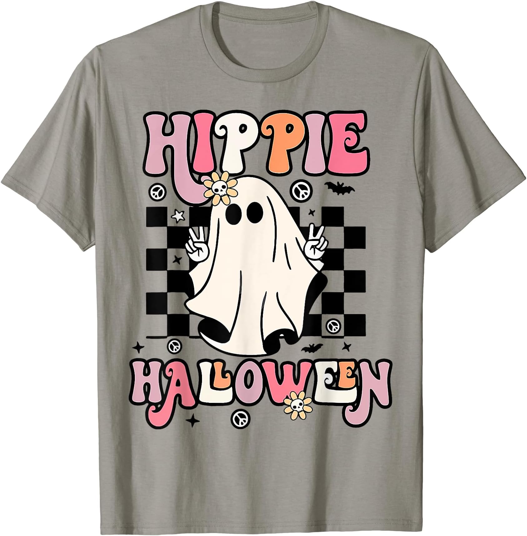Funny Halloween Costumes ApparelGroovy Hippie Halloween Costume Cute Ghost Spooky Season T-Shirt