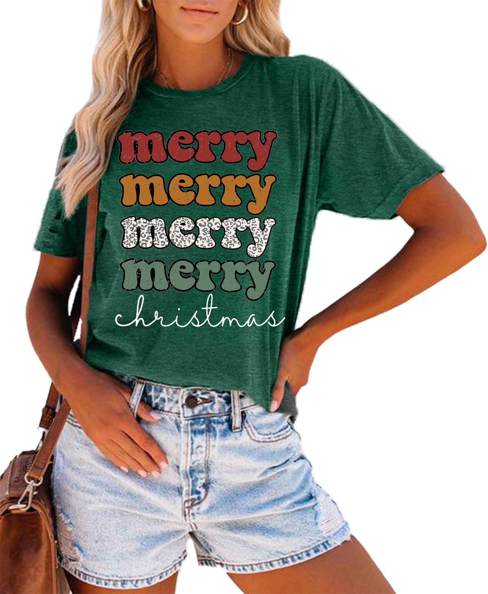 Merry And Bright Chirstmas T Shirts For Women Xmas Graphic