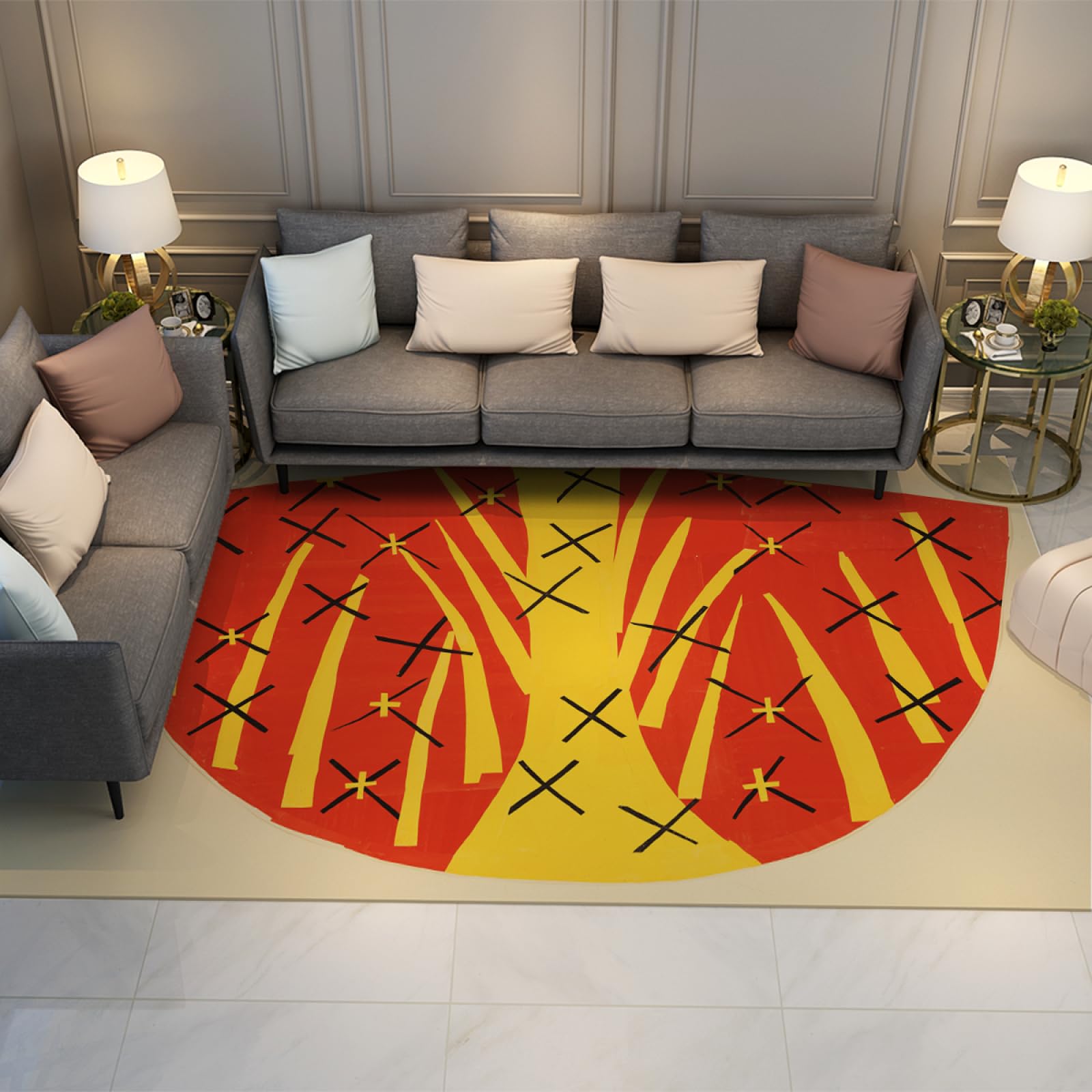 Tapis Henri Matisse 120x170cm jaune et rouge pour salon et dortoir