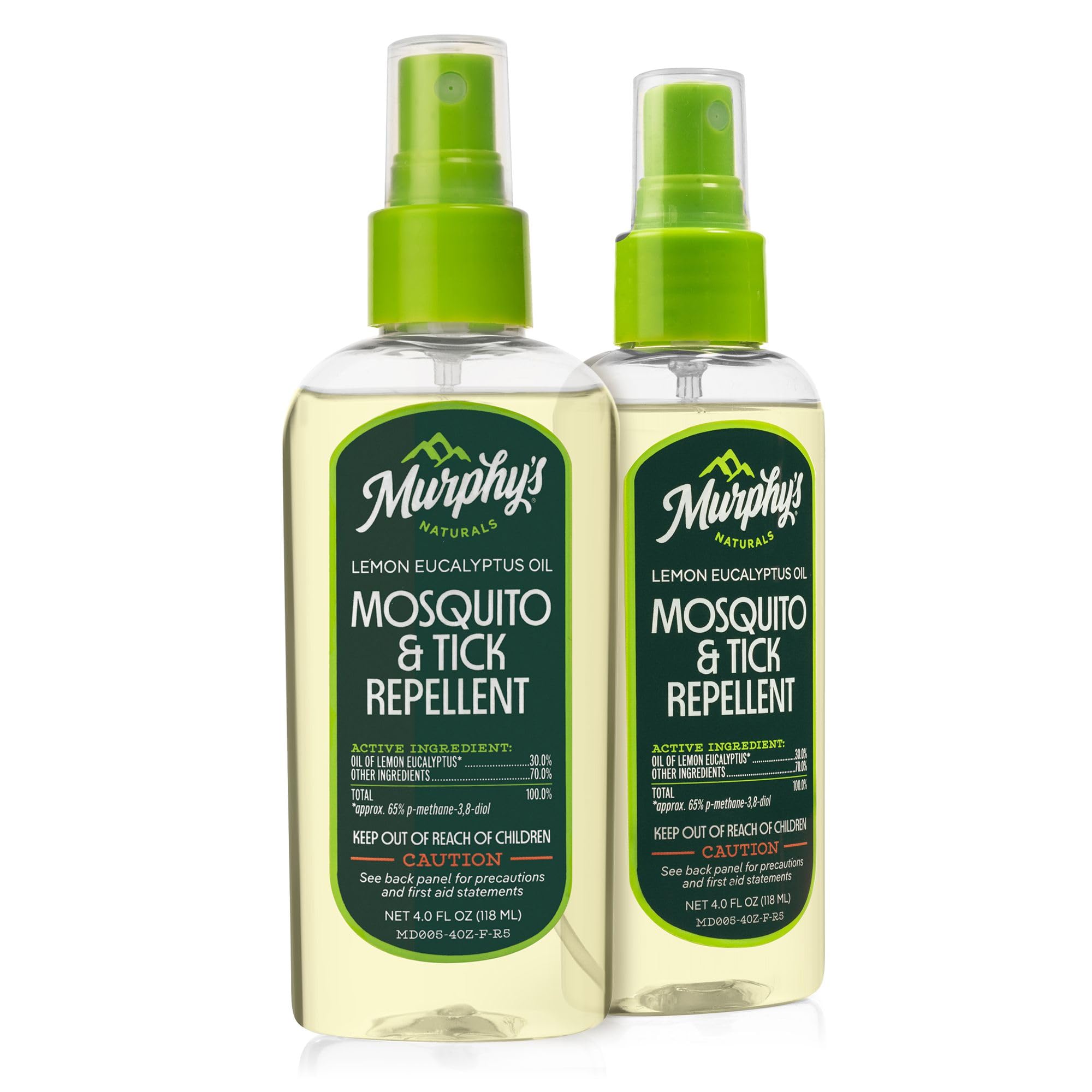 Murphy's Naturals Mosquito & Tick Bug Repellent Spray, Oil of Lemon Eucalyptus for Skin + Outdoor Gear, 4 Ounce Pump, 2-Pack
