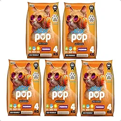 Kit 5 Areia Higiênica Sanitária Star Pop Premium Grãos Médios Para Gatos 4kg Natural Argila