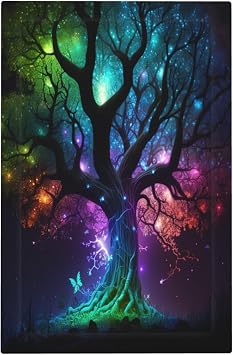 Decorative Light Switch Cover Glowing Tree Turquoise 1 Gang No Device Electrical Faceplate Switch plates Decorator Outlet Covers Wall Plate for Bed Room Home Decor C661