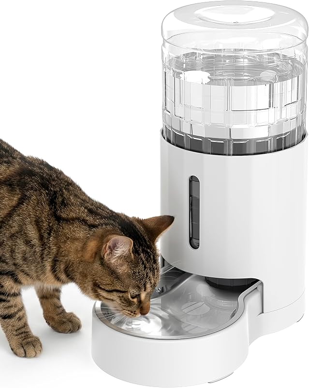 Bebedouro Automático para Gatos JUNSPOW com Tigela de Aço Inoxidável 304, 4 L, Branco