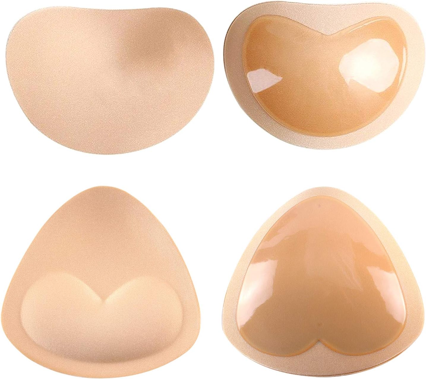 Silicone Adhesive Bra Pads Inserts, Push Up Sticky Removable Swimsuit Cups Bra Pad Breast Enhancer (2 Pair)