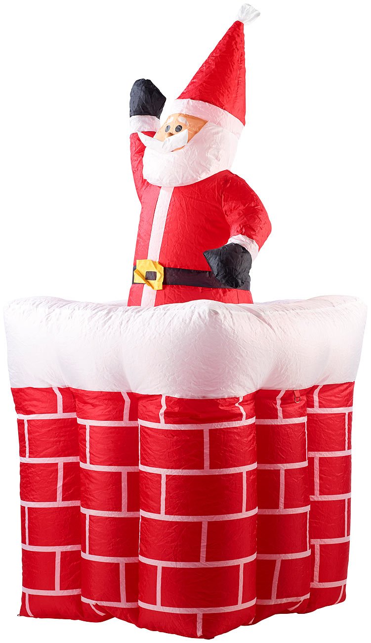 infactory Weihnachtsdeko außen XXL: Aufblasbarer XXL Weihnachtsmann mit Schornstein, 180 cm (Weihnachtsdeko aufblasbar, Weihnachtsfiguren außen, Garten)