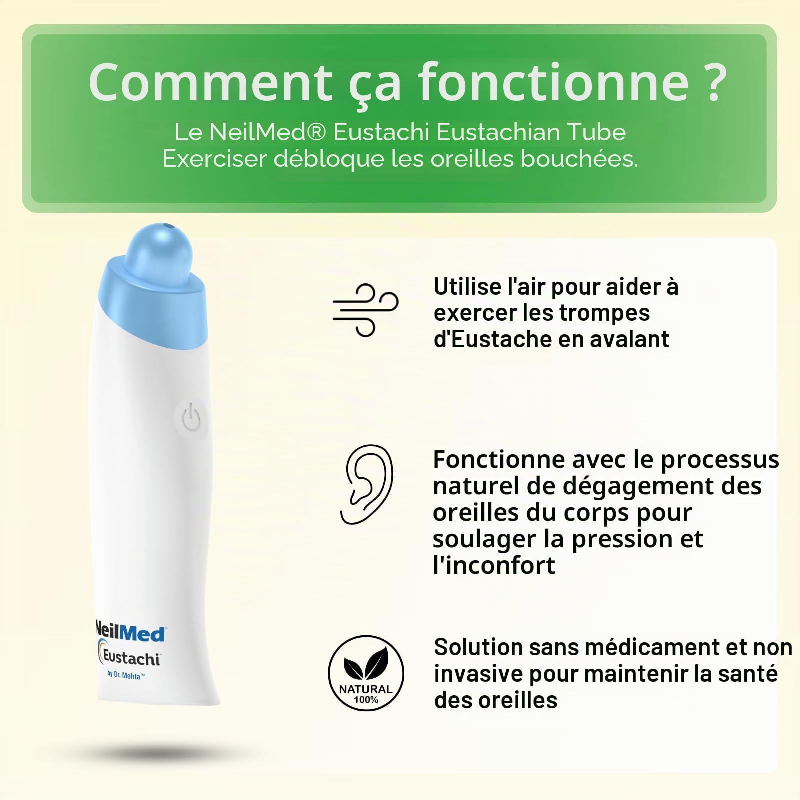 NeilMed Eustachi-Eustache Exercice-Pop Blocked Oreilles en toute sécurité Aide à soulager la pression de l'oreille