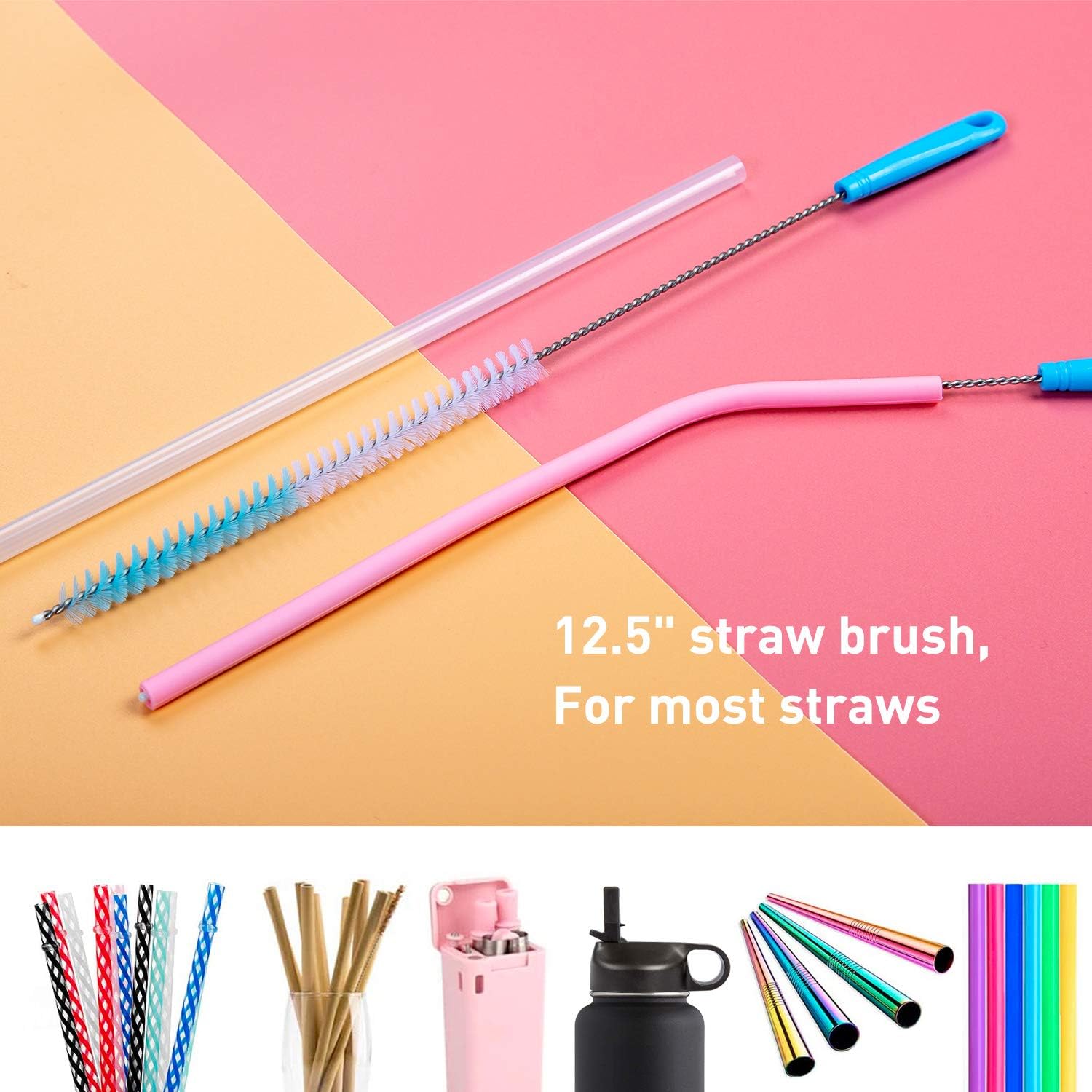 Holikme 5 Pack Bottle Brush Cleaning Set，Long Handle Bottle Cleaner for Washing Narrow Neck Beer Bottles, Wine Decanter, Narrow Cup，Pipes, Hydro Flask Tumbler, Sinks, Cup Cover，White : Health & Household
