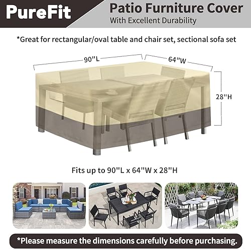 Miniatura 2 de PureFit Fundas para muebles de patio, funda para muebles de mesa de exterior, lona impermeable rectangular, 650D fundas de patio para muebles de