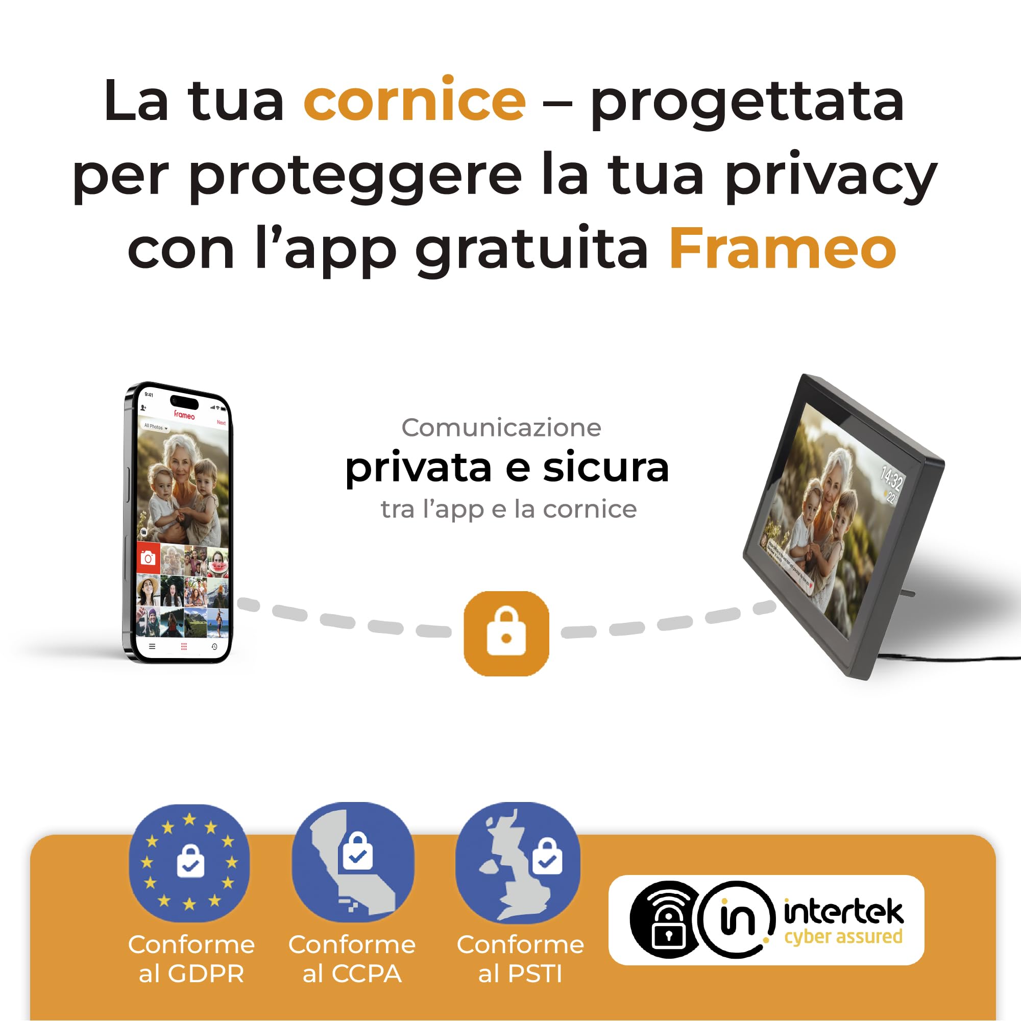 Cornice Digitale 10 Pollici WiFi – Schermo IPS HD 1280x800 – Portafoto Digitale Frameo Denver per Foto e Video – Cornice Elettronica Touchscreen Smart – 16GB Memoria – Slot microSD – Nera