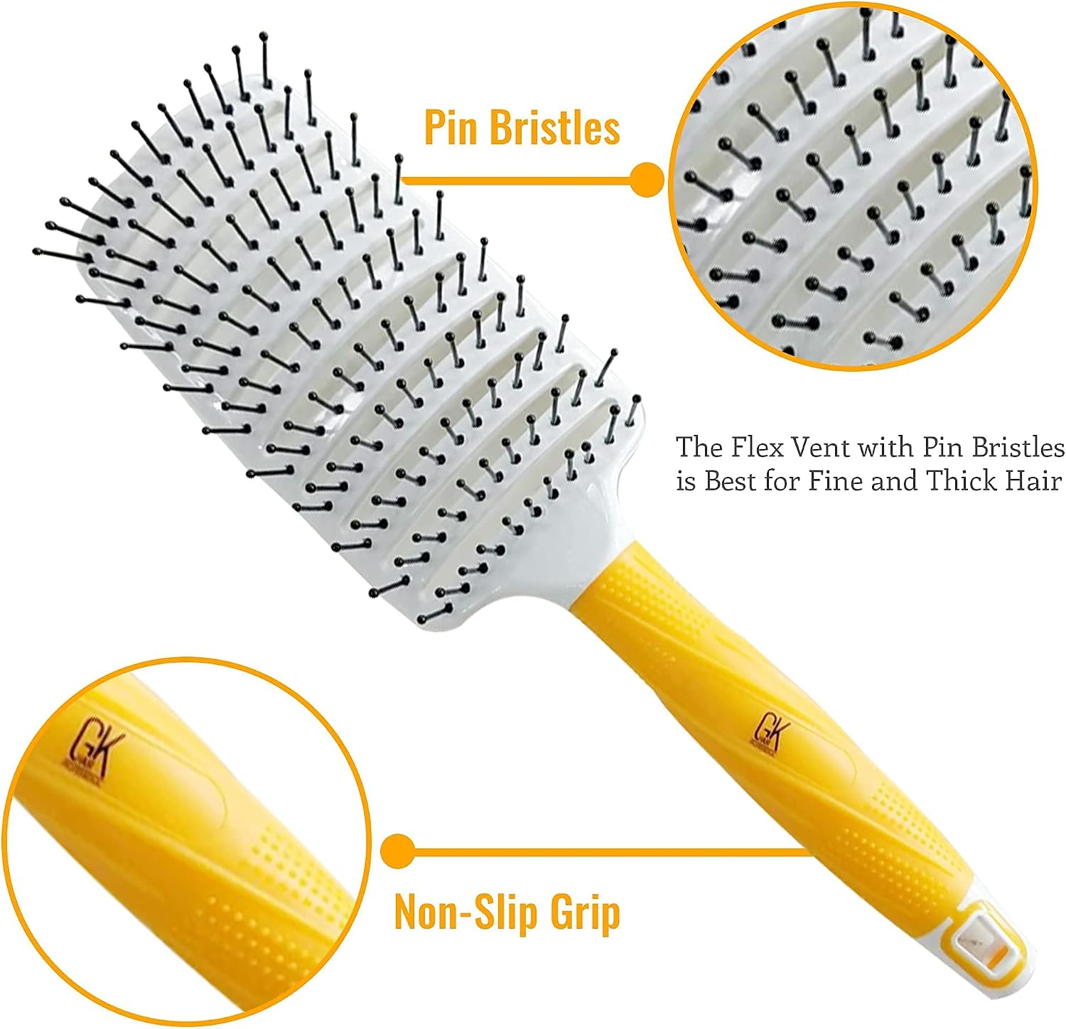 GK HAIR Global Keratin Vent Brush 2.5 Inches For Styling Detangling Hair Brush for Blow Drying Curved Vented Styling Hair Brush for Long Thick Curly Hair - Image 4