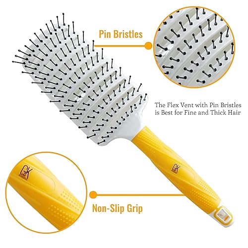 Miniatura 7 de GK HAIR Global Keratin - Cepillo profesional curvado ventilado de 3 pulgadas para secado por soplado, cepillo de ventilación desenredante con cerdas