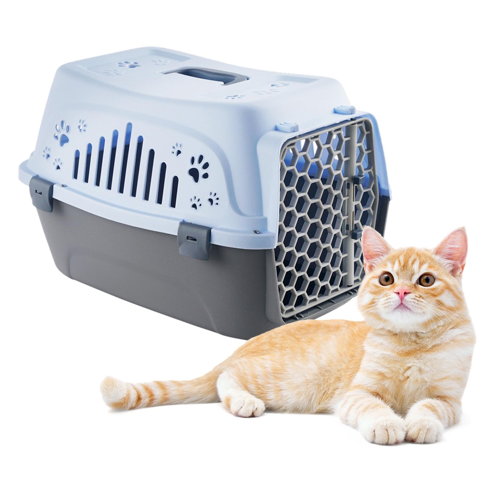 Transportín de Viaje para Mascotas, Caja de Transporte para Perros, Transportín Rígido Portátil para Perros Pequeños Y Medianos, para Senderismo Al Ai, Azul