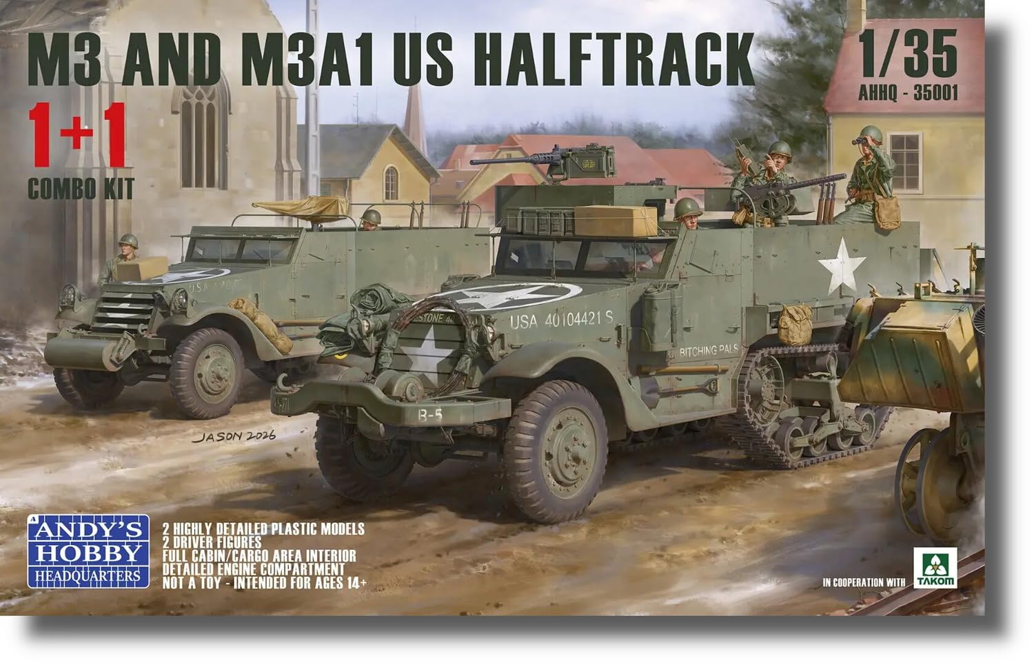 Tacom Andies Hobby HQ 1/35 USA M3 M3A1 Half Truck 1+1 Combo Kit Model plastikowy TKOAHHQ-35001