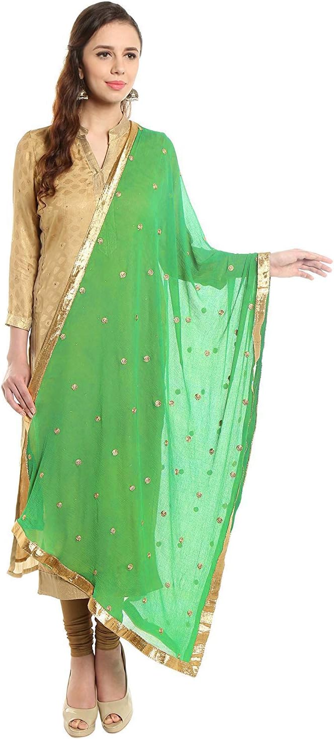 Woman's Embroidered Chiffon Dupatta Scarf Shawl Wrap Soft Indian Bridal Wedding