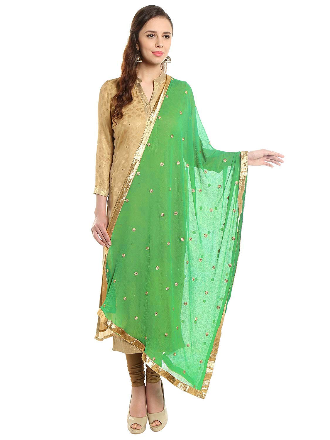 themilestocks TMS Woman's Embroidered Chiffon Dupatta Scarf Shawl Wrap Soft Indian Bridal Wedding